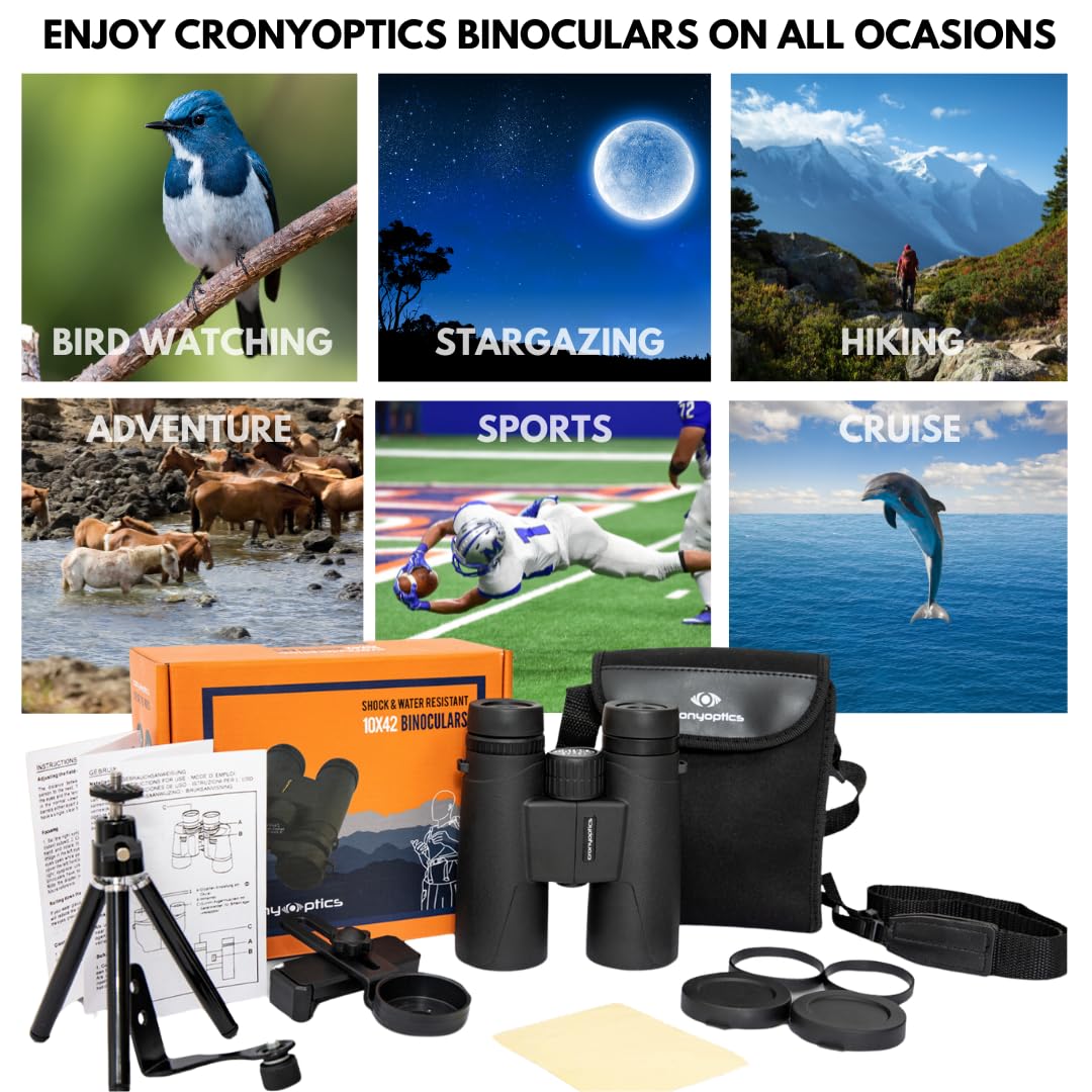 Cronyoptics Binoculars For Bird Watching - High Powered Binocular For Adults 10X42 Birding Binoculars- For Hunting
