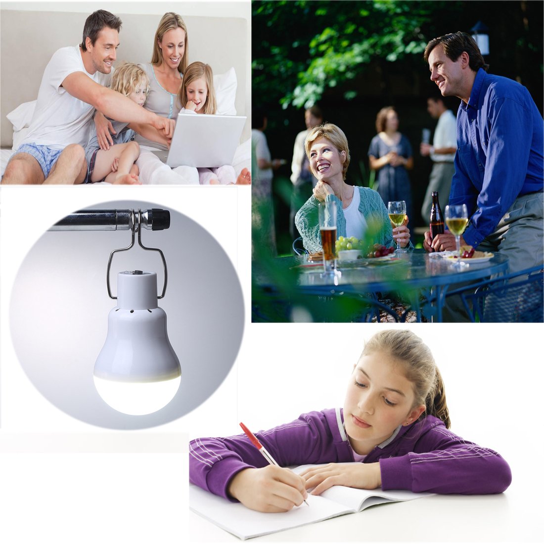 Abzxt Solar Powered Lamp Remote Control Portable Led Bulb Lights Solar Energy Panel Led Lighting For Camp Tent Night Fishing Emergency Lights Flash 350Lm(Pack Of 2+Remote Control)