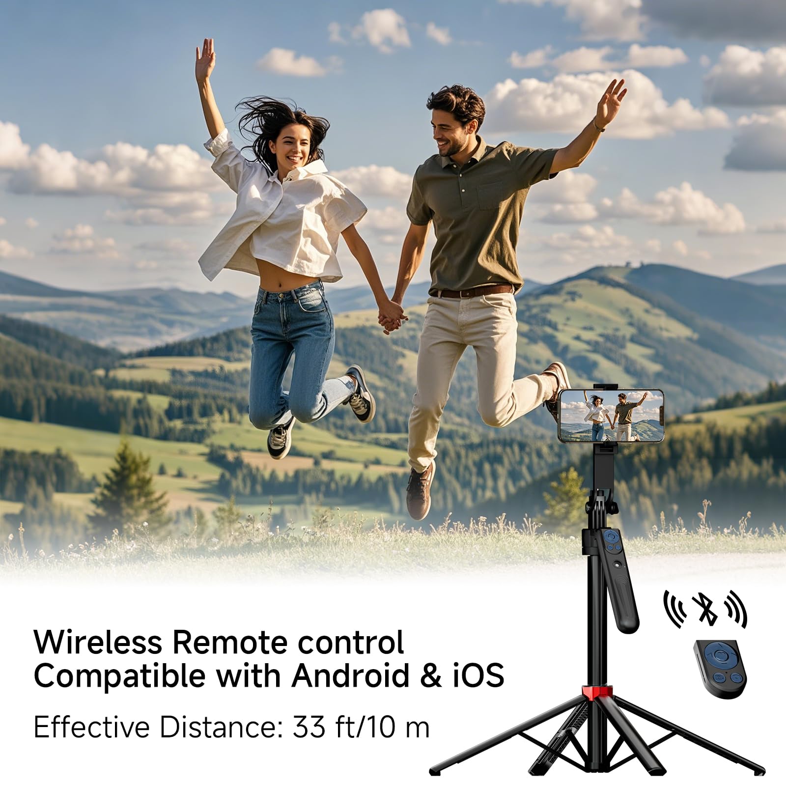 Senwow 70" Auto Face Tracking Tripod For Iphone, 360 Rotation Travel Selfie Stick Mount With Remote, Gesture Control And Fill Light, Motion Sensor Phone Tripod For Tiktok Youtube Video Vlog Recording