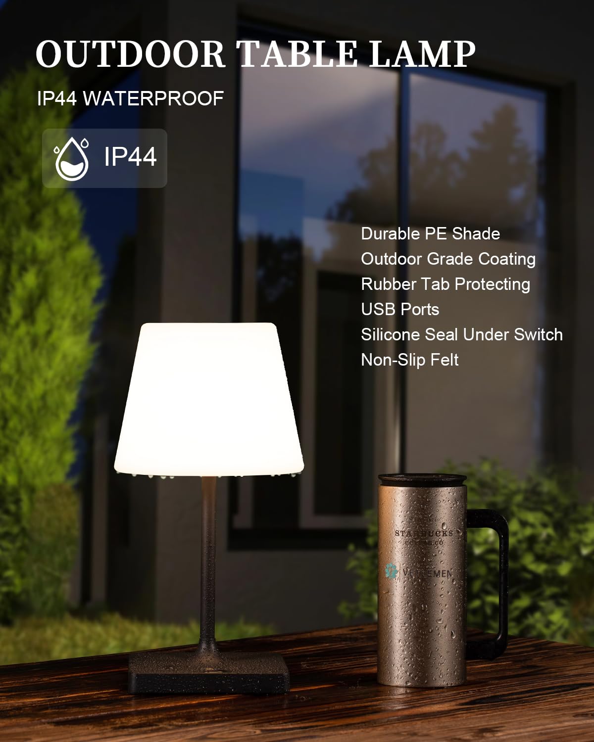 Tigkhae Led Cordless Table Lamp, 4000Mah Rechargeable, Outdoor Battery Operated Desk Lamp, Portable Waterproof Patio Table Lamps, Touch Dimmable Night Lamp, Ambient Light For Restaurant H11In