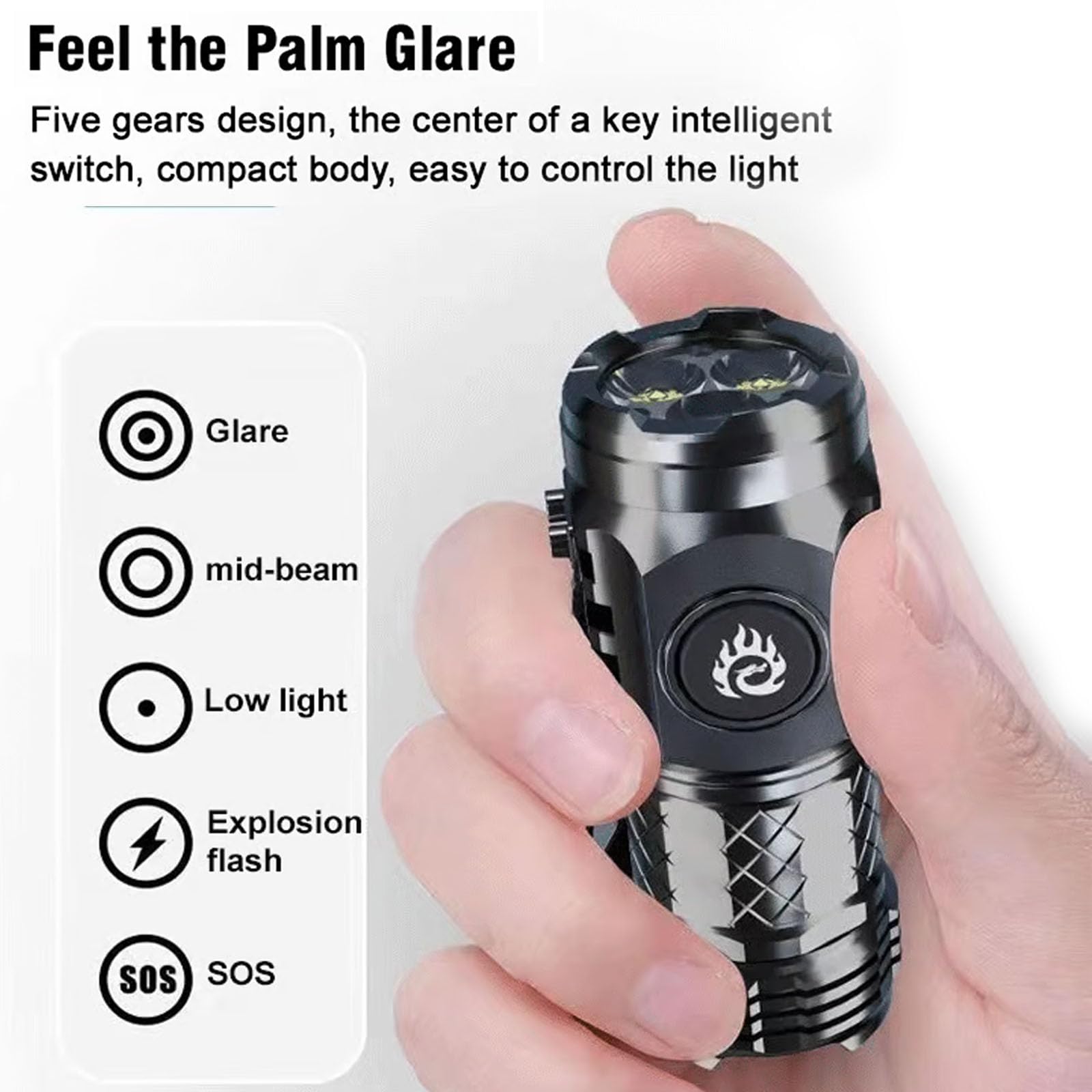 Habohuse German Three-Eyed Monster Mini Flash Super Power Flashlight, Thumb Flashlight Mini Flashlights, Multi-Functional Mini Pen Clip Flashlight Light Steel High Lumen Rechargeable Waterproof (2Pcs-A)