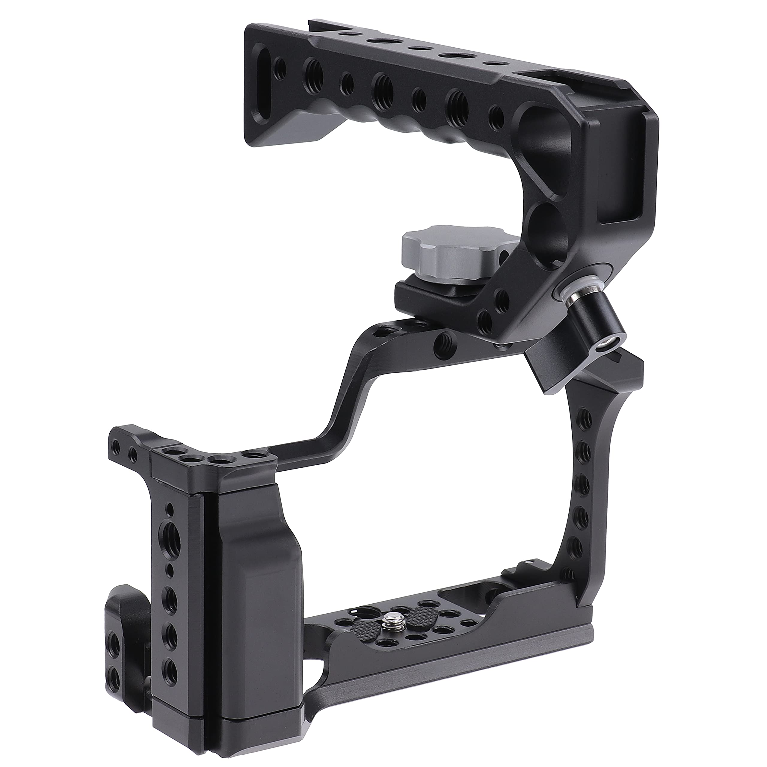 Focusfoto Camera Cage +Top/Side Handle Grip Kit, Aluminium Alloy Video Filmmaking Stabilizer Rig With Cold Shoe And 1/4" 3/8" Screw Mouting For Canon Eos M50 Mark Ii/M50/M5 Mirrorless Camera