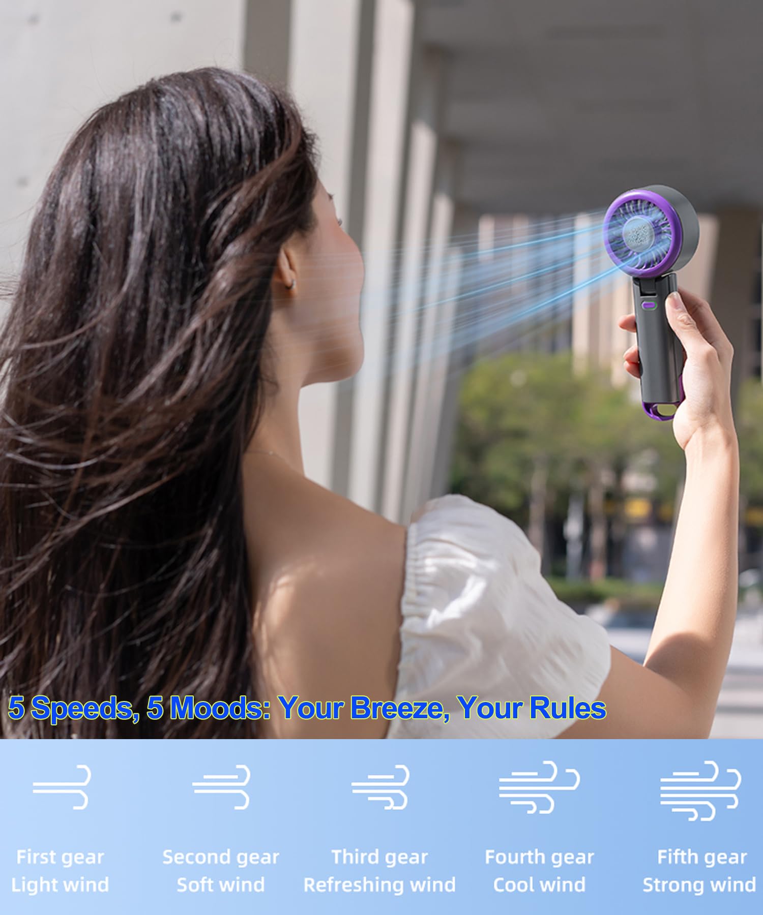 Riipoo Portable Handheld Turbo Fan With Cooling Pad - 6000Rpm High Speed Mini Turbo Fan For Travel