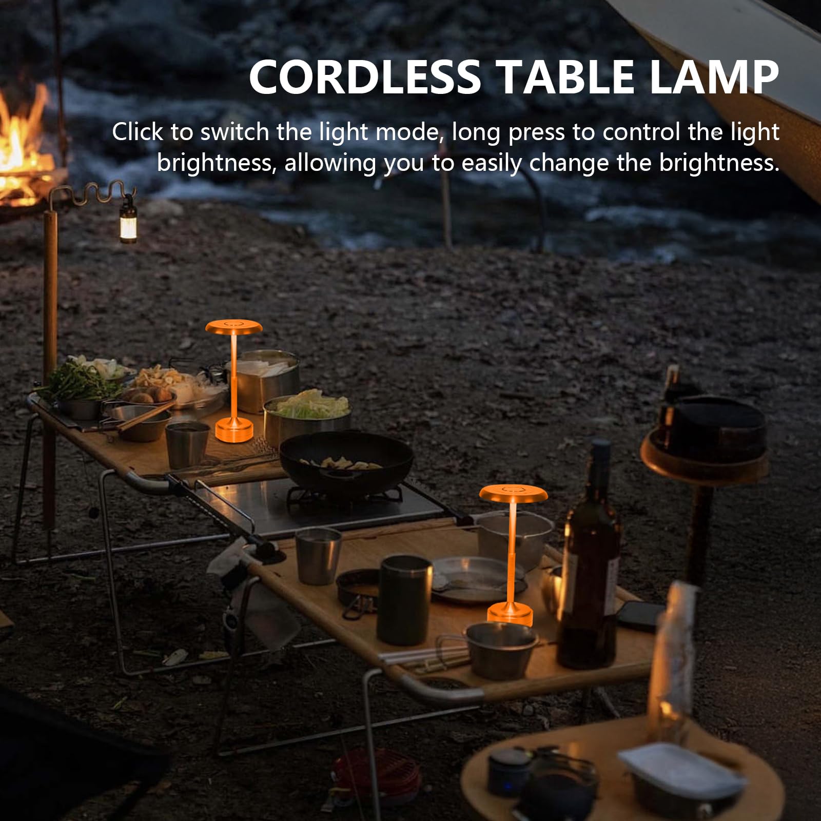 Baishezhuan Rechargeable Cordless Led Table Lamps Touch Sensor Light, 3-Levels Portable Dimming Wireless Battery Operated Lamp，Nightstand Lamp/Night Light/Restaurant Table/Outdoor/Coffee/Bar (Orange)