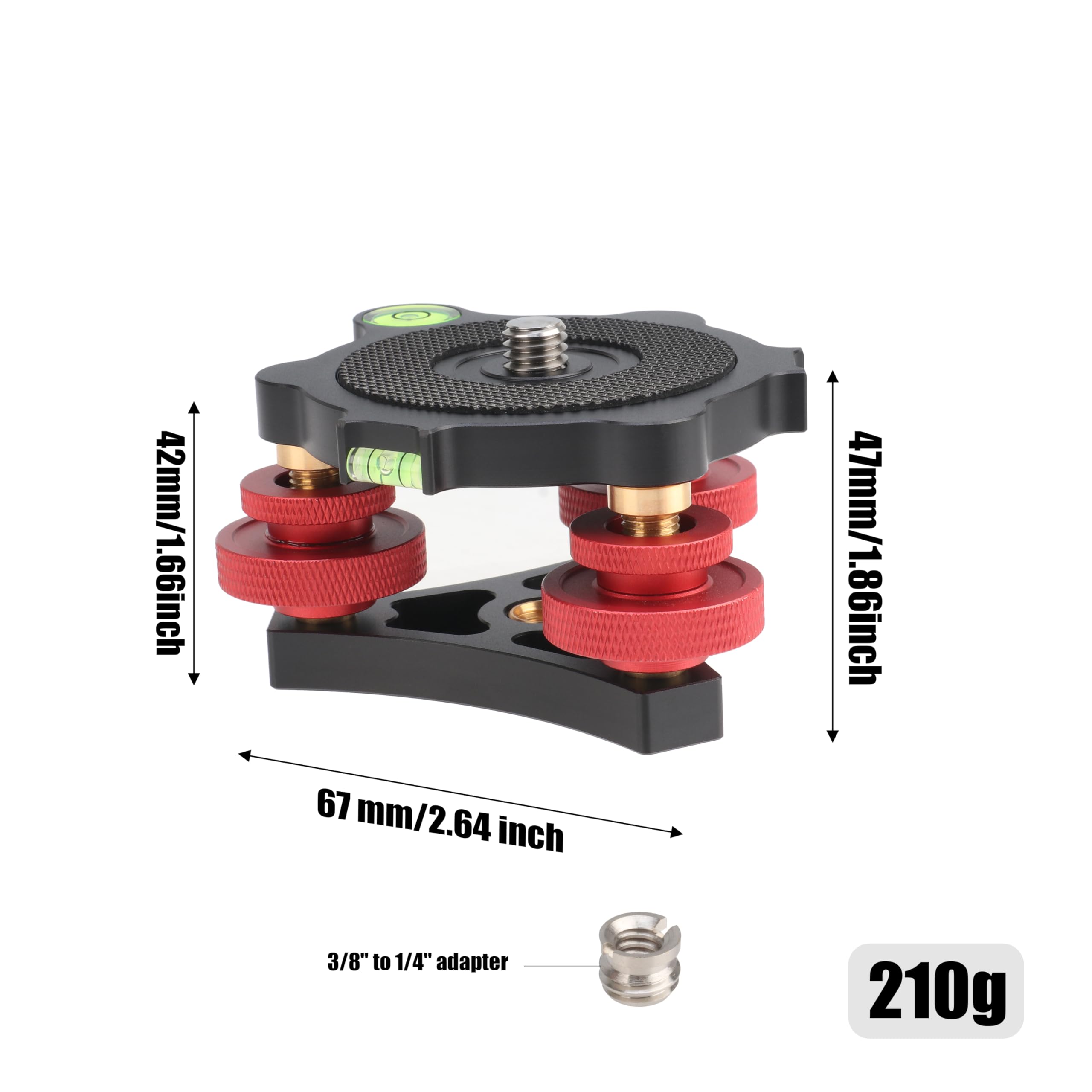 Fotga 33Lb Load Camera Tripod Lever Stand Leveling Base Tri Wheel Head -/+ 5 Degree Angle Adjustment With 3/8"-16 Thread Mount For Dslr Camera Tripod Head Panoramic Head Rail Slider Macro Photography