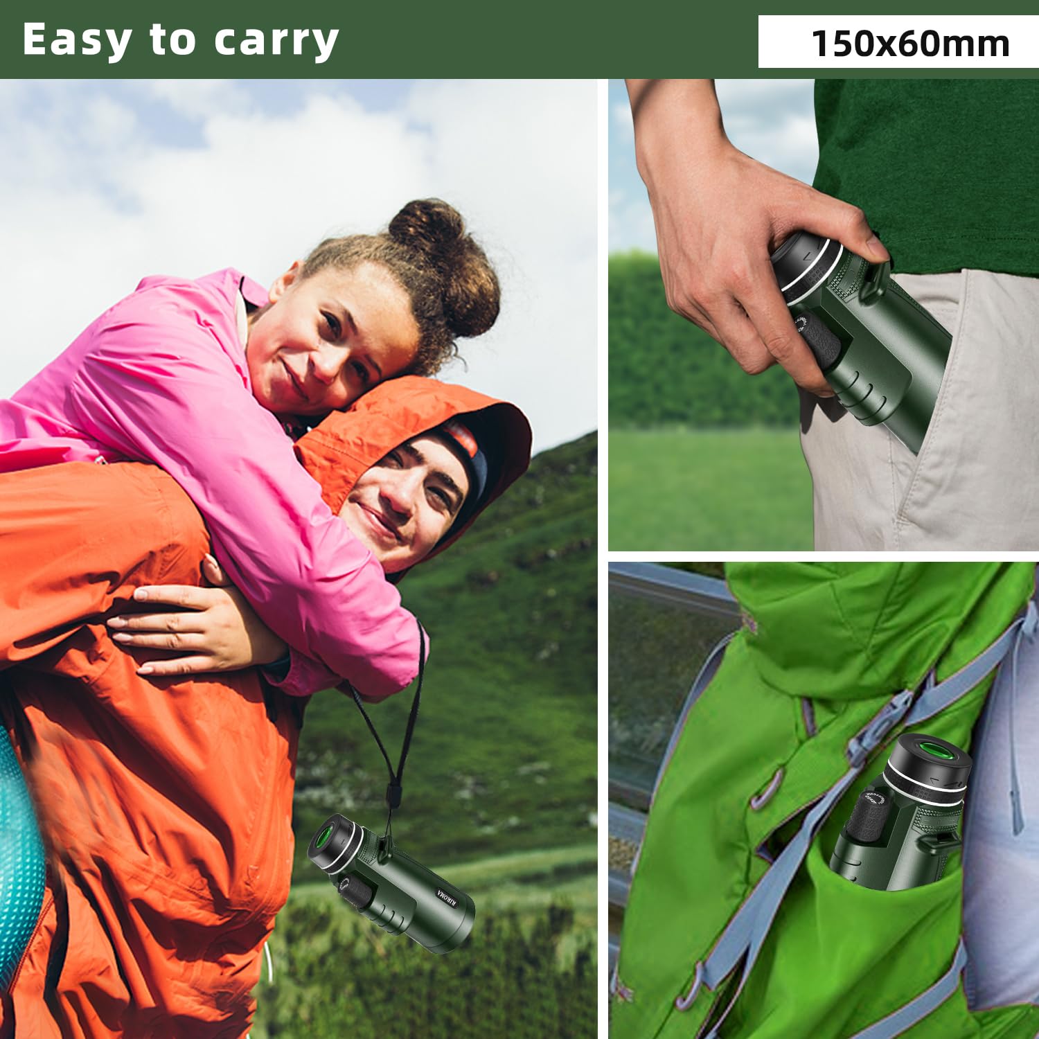 Riroma Monocular - Telescope 40X60 Hd Monocular With Smartphone Adapter Tripod & Portable Bag, Monoculars For Adults High Power With Bak4 Prism & Fmc Lens, Suitable For Bird Watching Hunting Hiking Camping