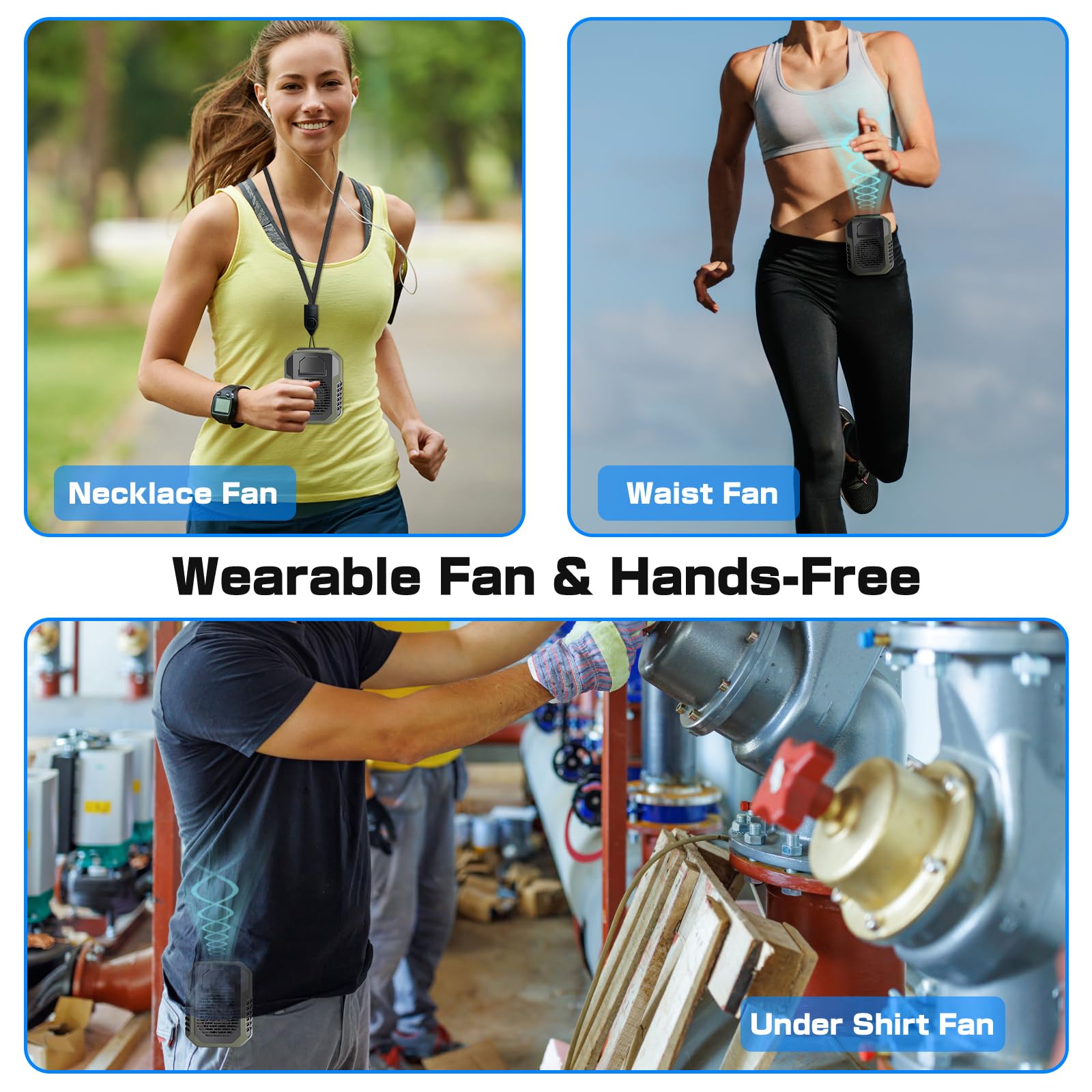 Portable Waist Fan Rechargeable, Portable Wearable Fan Hand 6000Mah With 24H Of Working Time