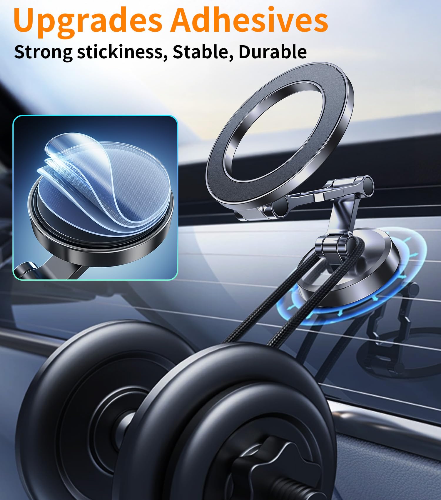 Kaistyle For Magsafe Car Mount【360° Adjustable】 Magnetic Phone Holder For Car Holder Mount【All-Metal】 Foldable Cell Phone Holders For Your Car Dash For Iphone 16 Pro Max 15 14 13 12 Plus Mini