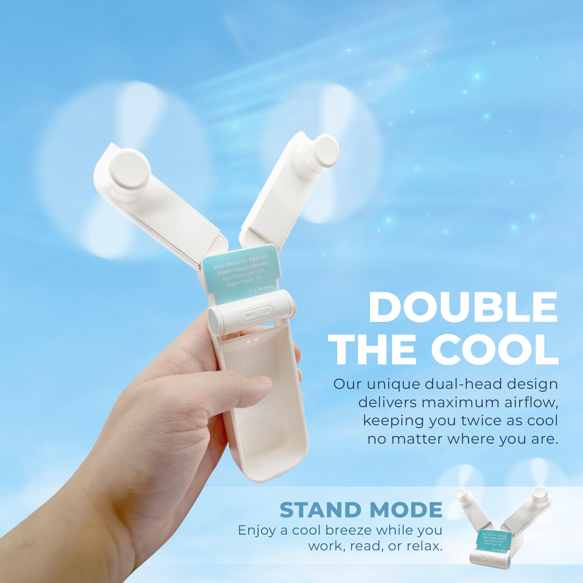Portable Mini Handheld Fan, Foldable, Usb Rechargable Battery, Two Wind Speeds, Travel, Outdoors