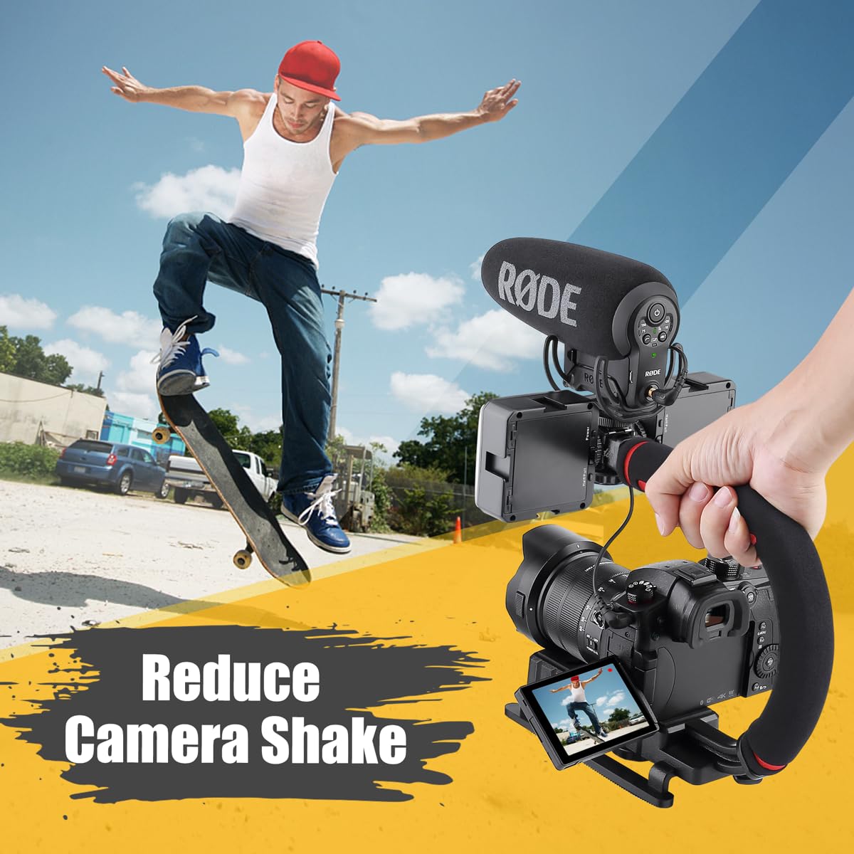 Neotter Handheld Stabilizer, Video Action Stabilizing Handle Grip With Cold Shoe Mount For All Camera Camcorder Dslr