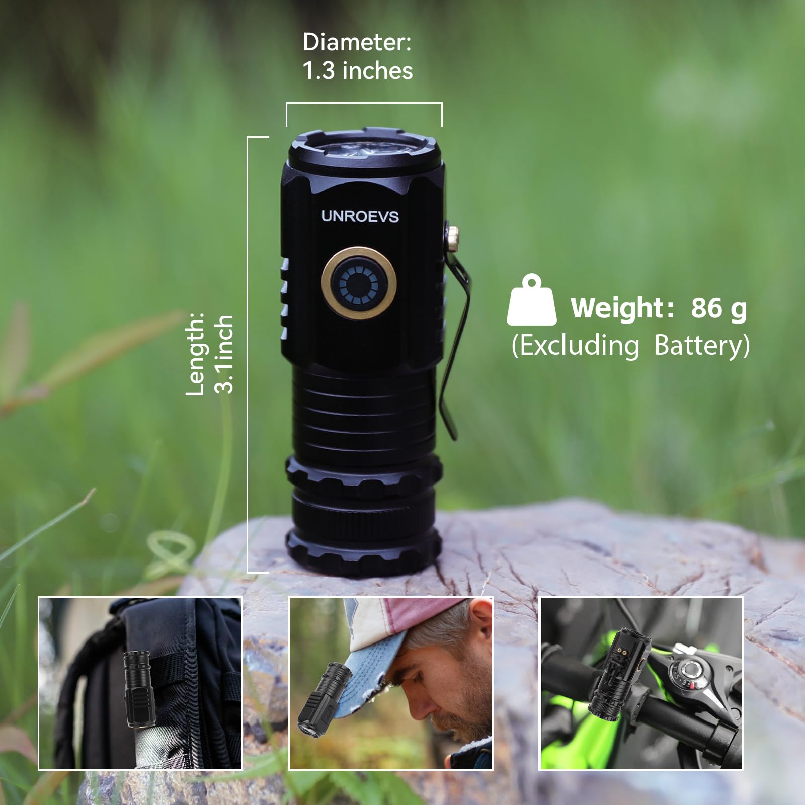 Unroevs Mini Flashlight 2550 Lumens Rechargeable Usb C Charging, Small Flashlights High Lumens 5 Modes, Pocket Flashlight With Clip, Magnetic Flashlight For Edc,Camping, Hiking,Emergency