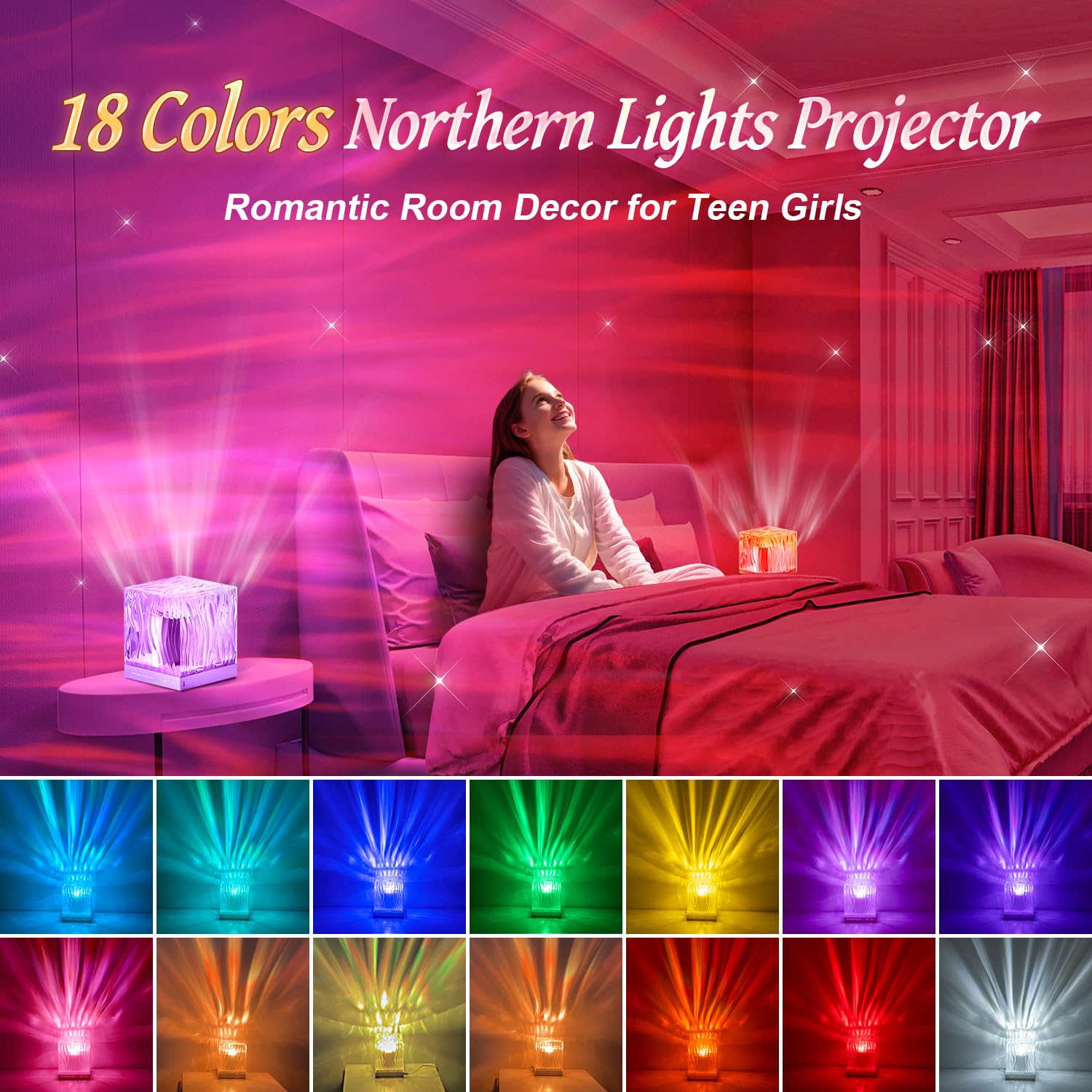 Pikoy Northern Lights Projector,18 Colors Galaxy Projector For Bedroom,Remote Galaxy Light Projector For Bedroom Night Light For Kids, Cute Room Decor For Teen Girls  For Teens Boy, Cool Stuff For Boys