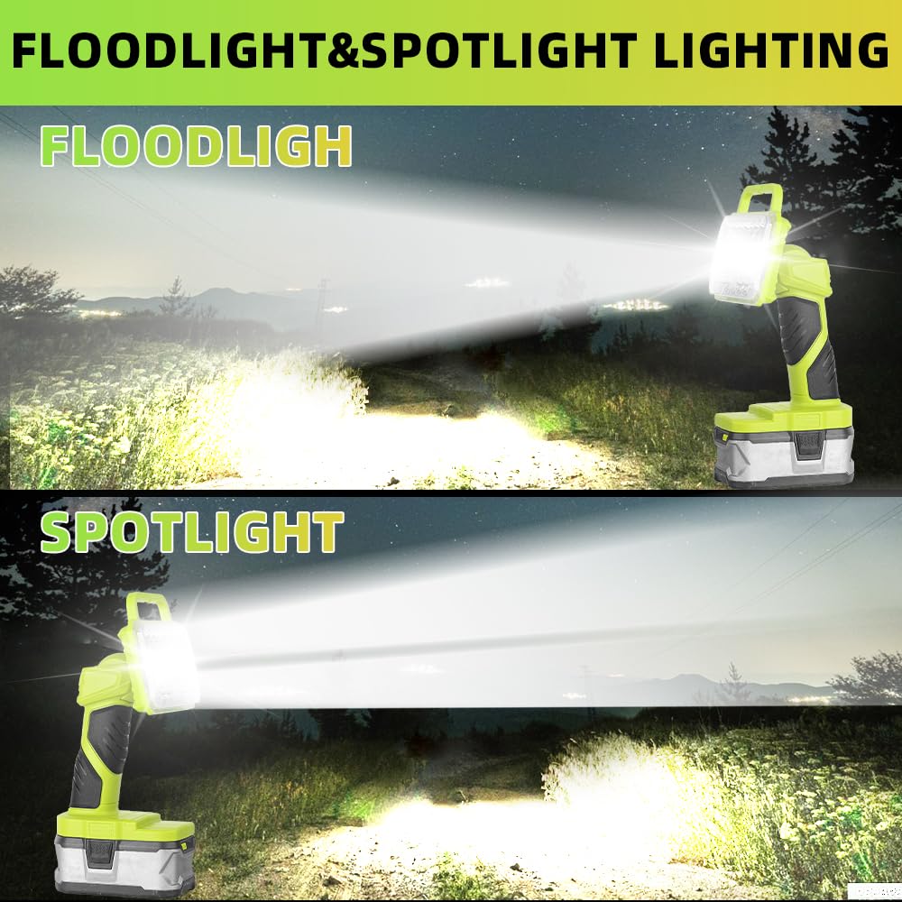 Xidenauqsh Cordless Light For Ryobi 18V Lithium-Ion Battery, 18W 2000Lm Flashlight, 90Degree Pivoting Head, Jobsite Lighting Led Work Light For Outdoor, Indoor, (Batteries Not Included)