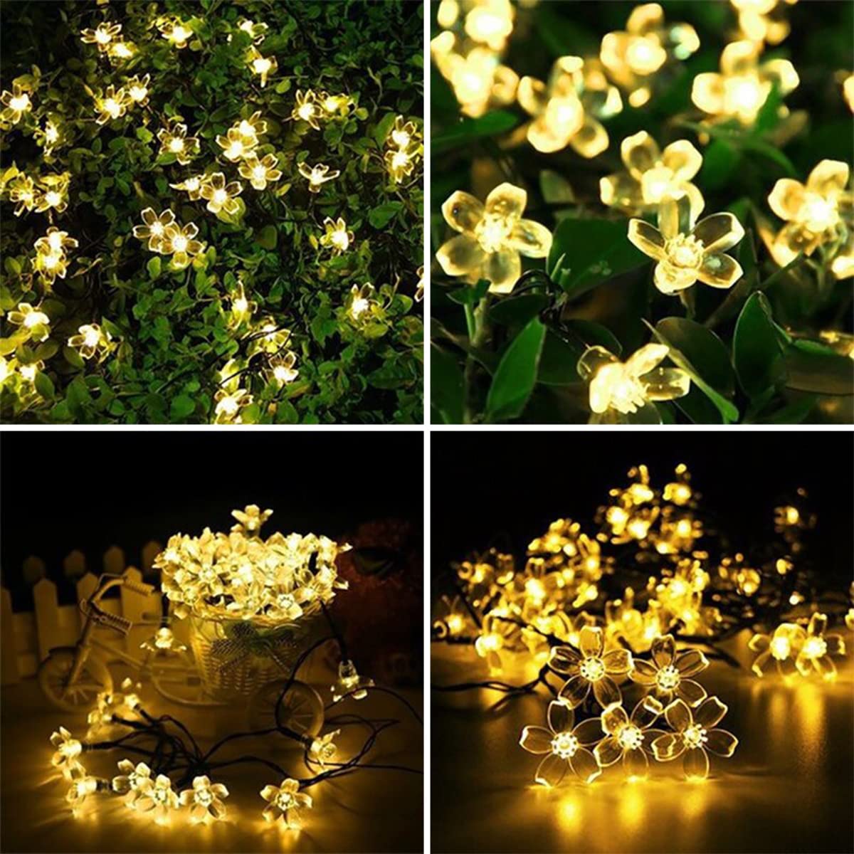 Iticdecor Solar Flower String Lights Outdoor Waterproof 50 Led Fairy Light Christmas Decorations For Garden Fence Patio Yard Christmas Tree, Home, Lawn, Wedding, Patio, Party Decoration (Warm White)