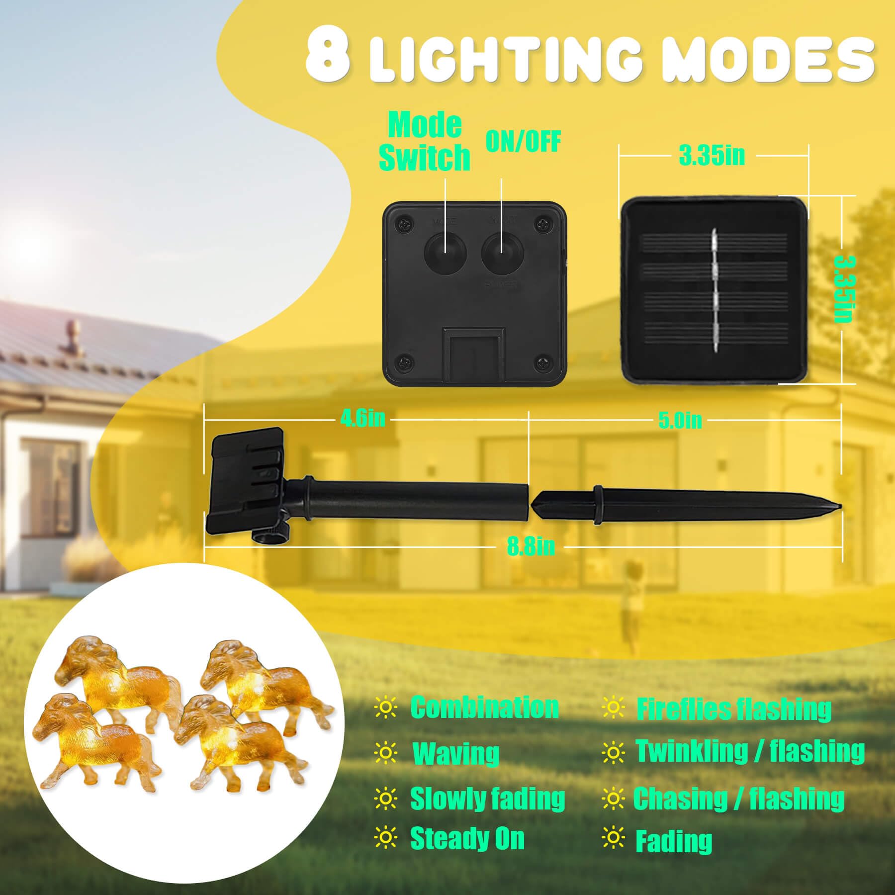 Enlaceray Solar Horse String Lights Outdoor Decorative Pony Fairy Solar Lights For Outside Garden Decor Waterproof Balcony Patio Thanksgiving Christmas Fairy Lights 40Led 14Ft Yard Fence Window Pond Decoration