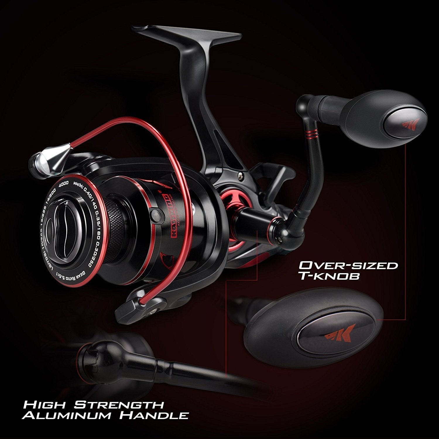 Kastking Sharky Baitfeeder Iii Spinning Fishing Reel,Size 6000, Kong Fishing Rod, Spinning Rod 2 Pc 10' Mh