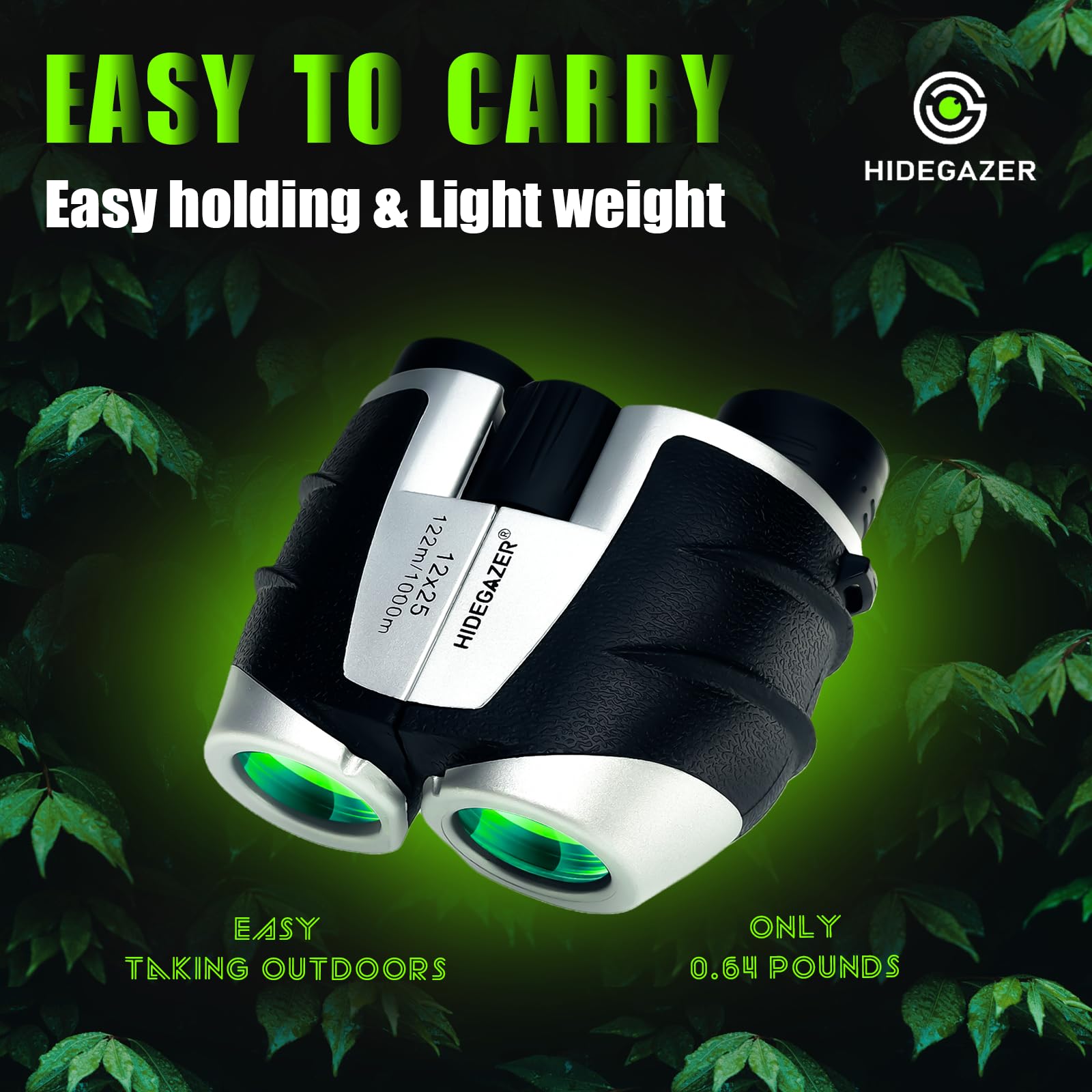 Hidegazer 12X25 High Powered Binoculars For Adults And Kids - Compact, Lightweight, Easy Focus, Perfect For Travel, Hunting, Camping, Outdoor Sports