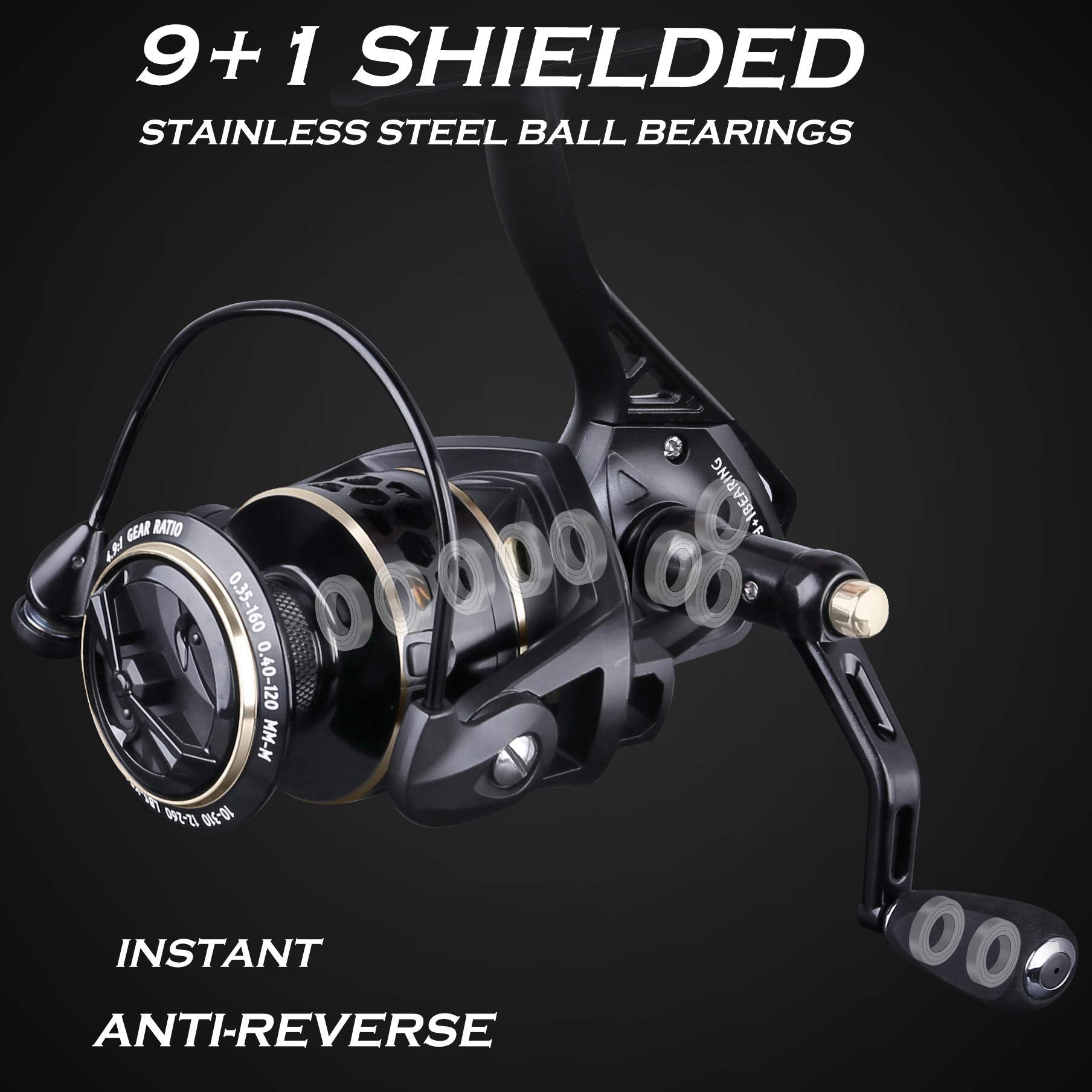 Plusinno Fishing Reel, 9 +1Bb Spinning Reel, Ultra Smooth Powerful, Lightweight Graphite Frame, Cnc Aluminum Spool For Freshwater