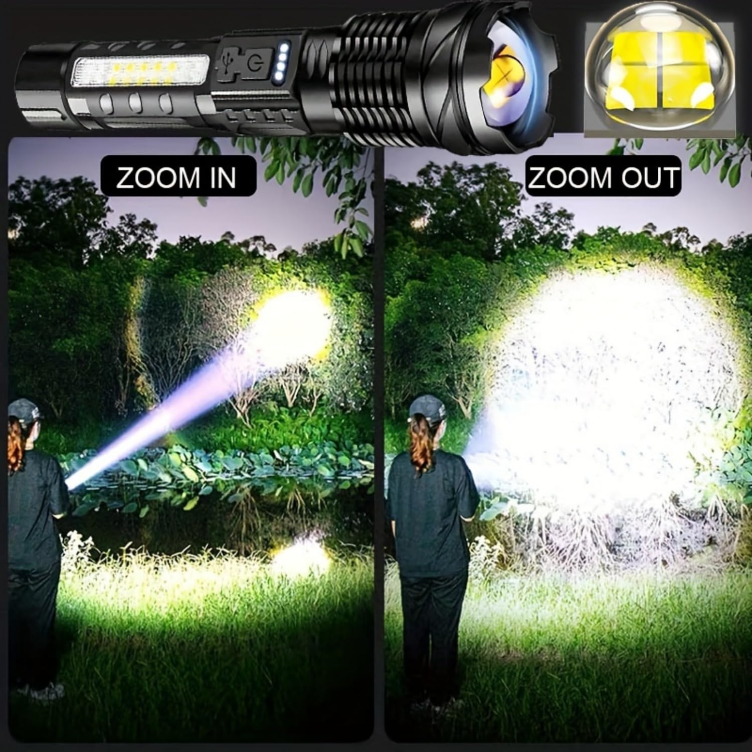 Beowui Flash Force Tactical Flashlight, 2 Pcs Flashlights High Lumens, With 7 Light Modes, Ipx6 Waterproof, With Strobe, 18650 Battery Powered, Camping  Must Haves (2 Pcs)