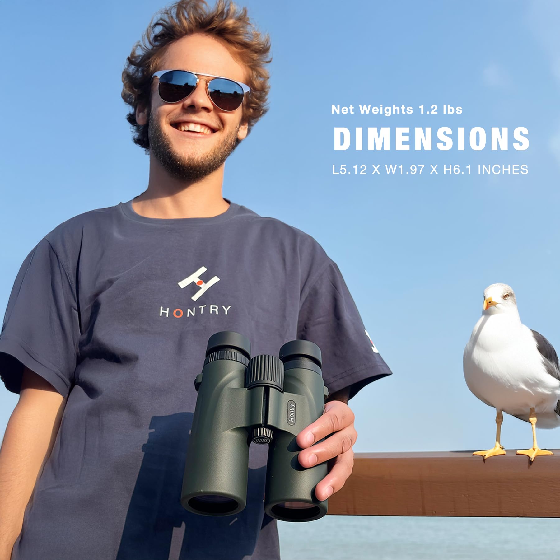 Hontry 8X42 Roof Binoculars, Ipx6 Nitrogen-Filled Waterproof Binoculars For Hunting, Bird Watching, Cruise Ship, Travel And Safari