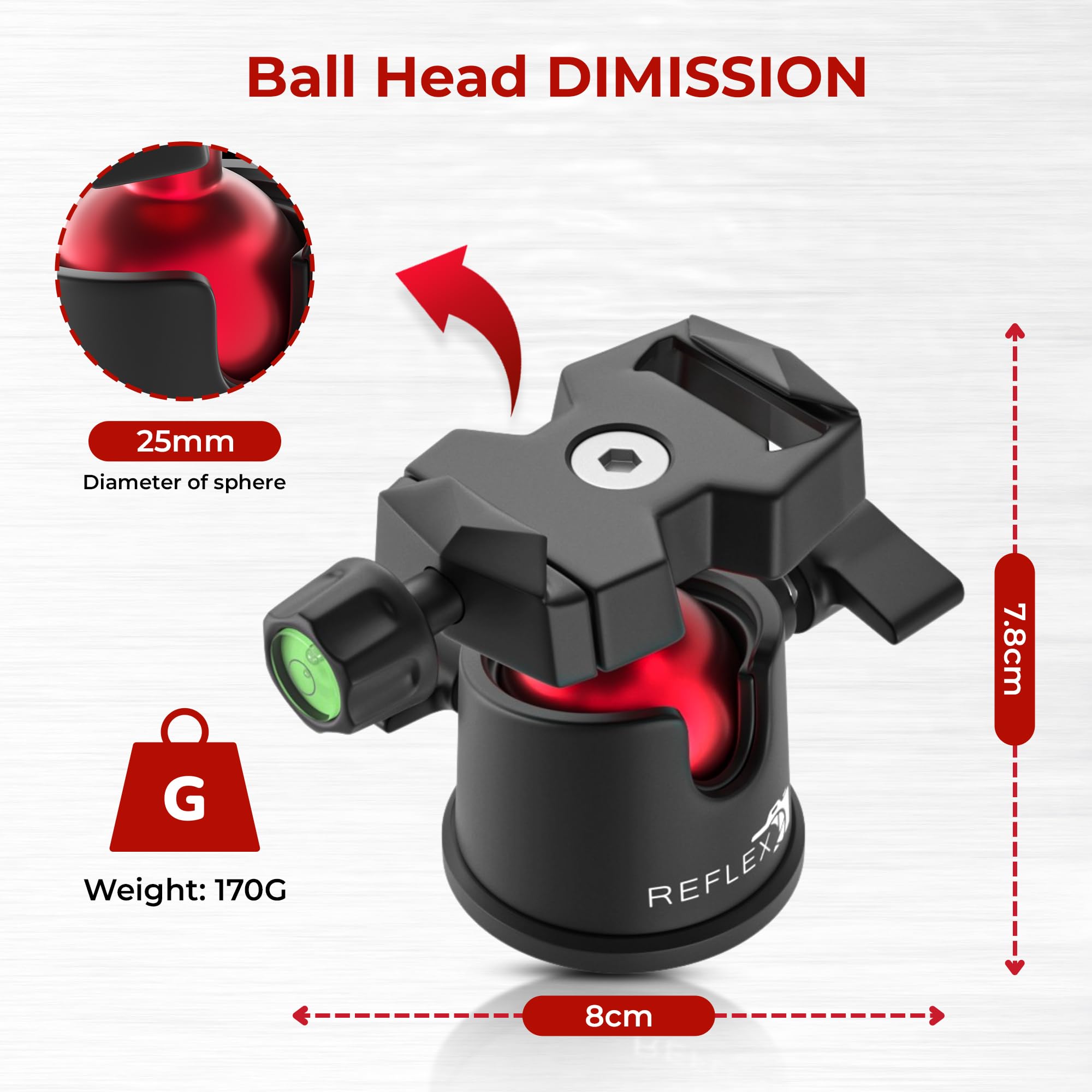 Reflex Camera Metal 9" Mini Tripod Desktop Tripod With 360° Ball Head And 1/4" Screw For Dslr Cameras, Smartphone, Projectors, Webcams With Quick Release Plate & Bubble Spirit Level, 5Kg Load