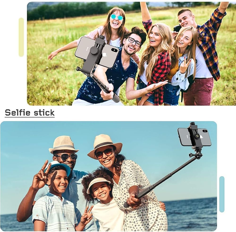 Action Pro Phone Holder/Vertical And Horizontal Tripod Mount Adapter Rotatable Bracket With 1/4 Inch Screw, Adjustable Clip For Iphone, Android Cell Phone, Selfie Stick, Camera Stand