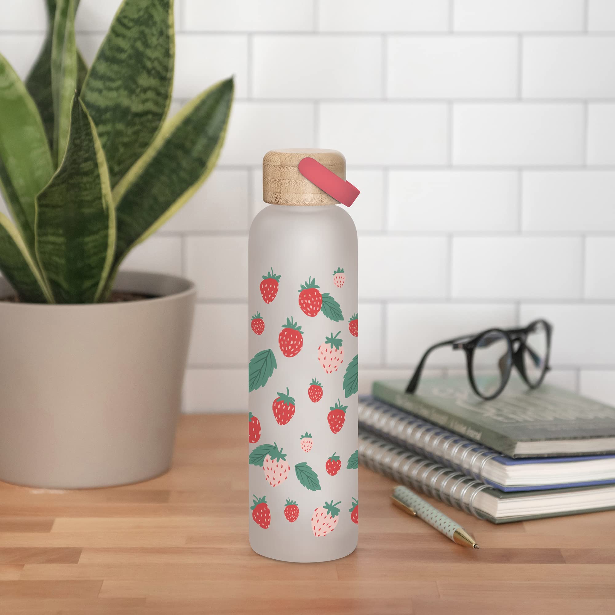 Studio Oh Mothers Day Berry Fresh Glass Water Bottle With Bamboo Lid