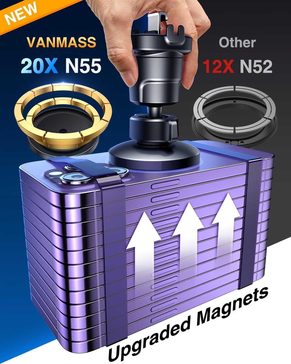 Vanmass For Magsafe Car Mount【  Top Magnet & Clip Hook】Magnetic Cell Phone Holder For Vent, Universal Cellphone Stand Truck Cradle Accessories For Iphone 16 15 14 13 12 11 Android Samsung