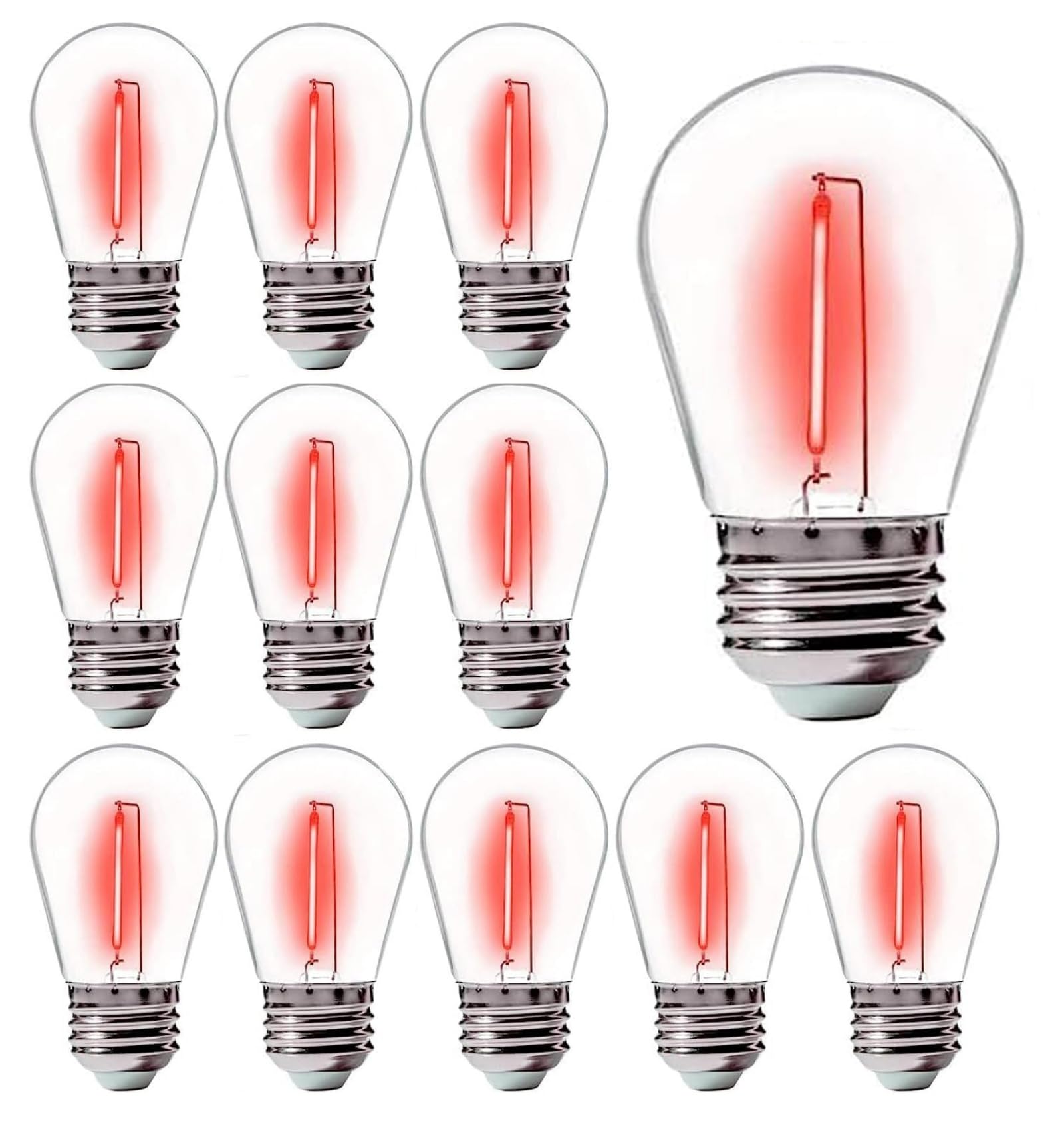 Minsily Sxminer 15 Pack S14 Led Bulbs Red 1W Led Replacement Bulbs For Outdoor String Light Bulbs E26 Base Edison Bulb Plastic Led Decorative Bulbs For Outdoor String Lights Home Patio Christmas Decor(Red)