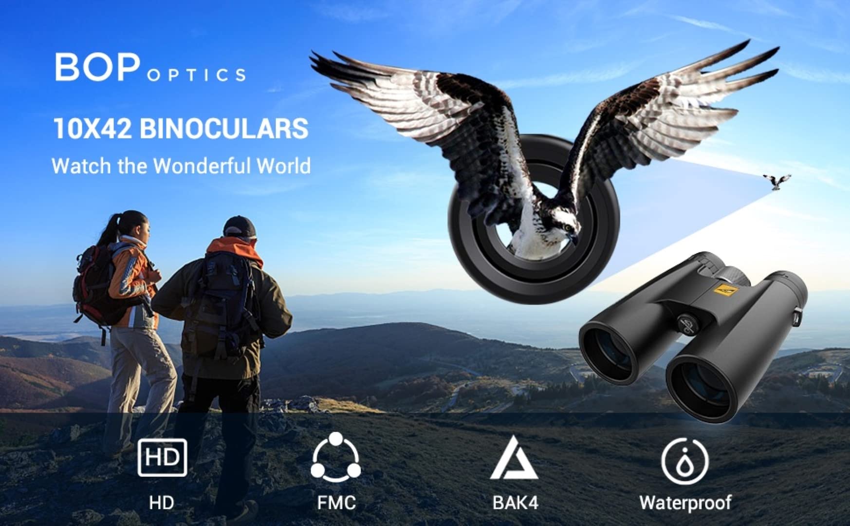 Birds Of Prey Optics 10X42 Binoculars For Adults High Powered - Hd Binoculars For Bird Watching, Binoculars For Hunting W. Carrying Bag - Travel Essentials, Cruise Ship Essentials And Camping Gear
