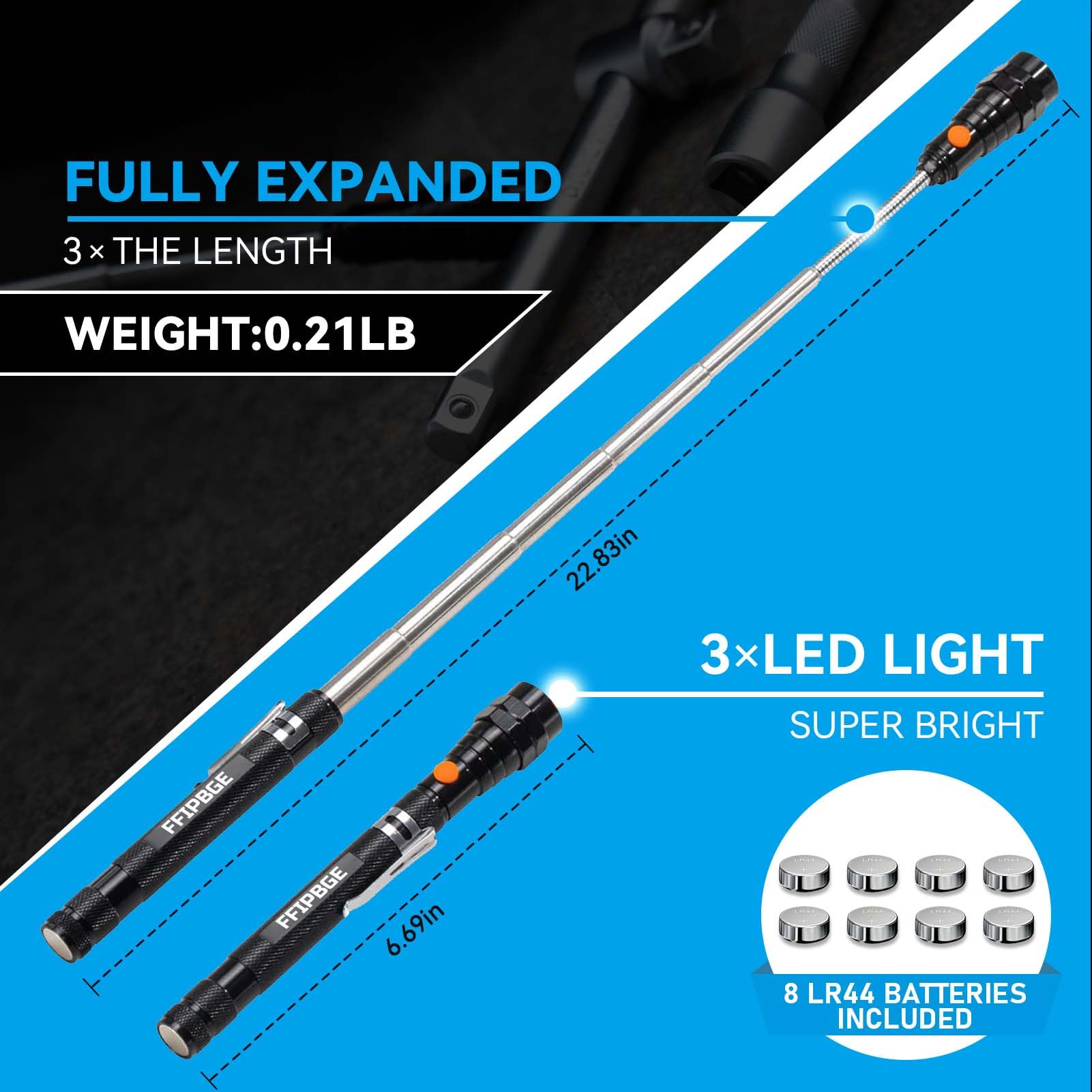 Ffipbge  For Him, Telescoping Magnet Pickup Tool With 3 Led Magnetic Flashlight, Fathers Day Dad  From Daughter Wife Son, Cool Gadgets Birthday  For Men, Dad, Husband, Boyfriend