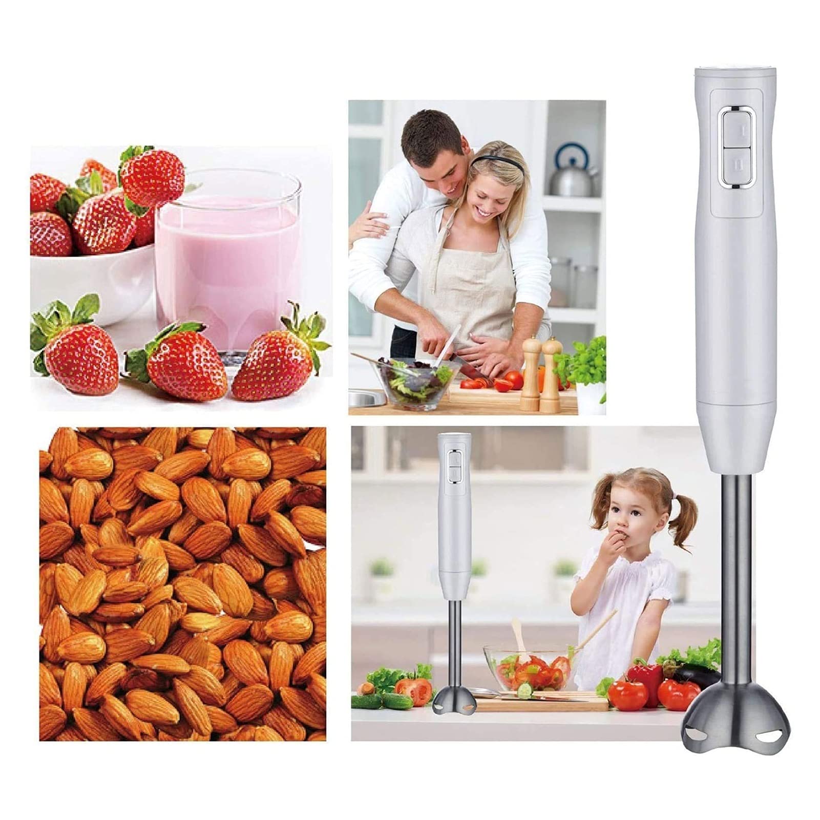 Hhwksj Immersion Hand Blender Powerful 250 Watt, Smart Stick With Titanium Steel Blades, Food Processor Blender Combo For Multi-Purpose Smoothie/Whisk/Chopper/Soup/Juicer/Crush Ice