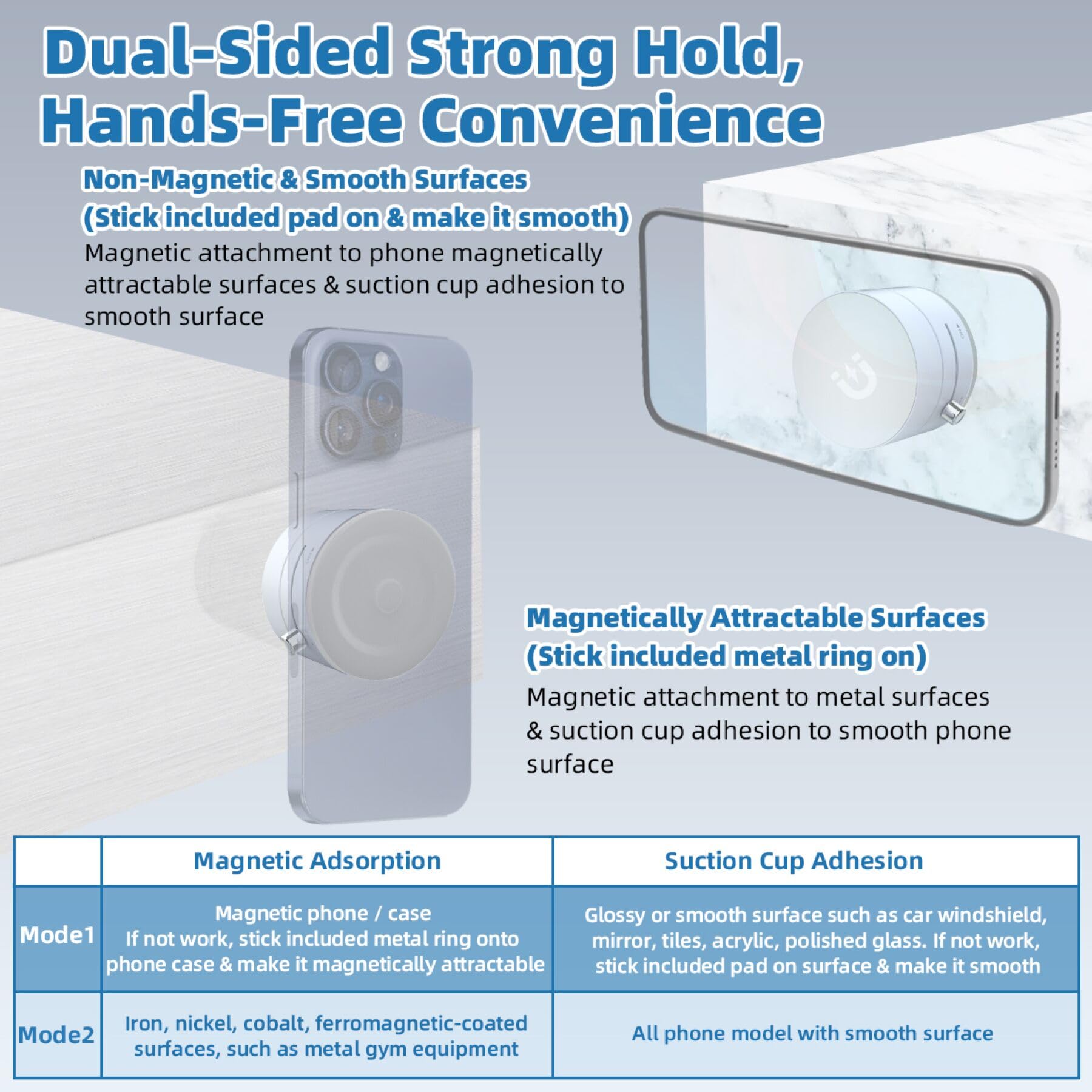 Easvorix Vacuum Magnetic Phone Holder With Metal Ring Compatible With Iphone 16 15 14 13 All Phone, Portable Universal Collapsible Magnetic Phone Stand For Gym, Car Mount With Windshield Suction Cup