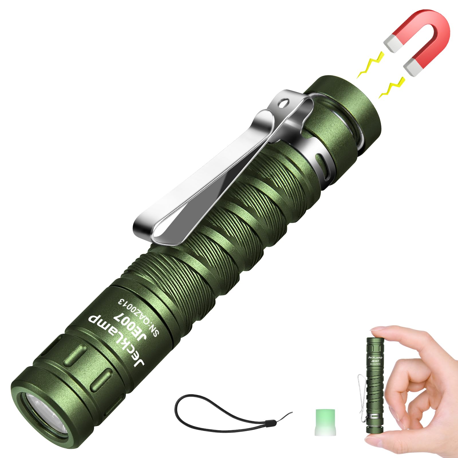 Jecklamp Aaa Battery Edc Flashlight, 550 High Lumens Magnetic Flashlight With Clip, 4 Modes Mini Flashlight, Pocket Flashlight For Working, Camping（Battery Included）