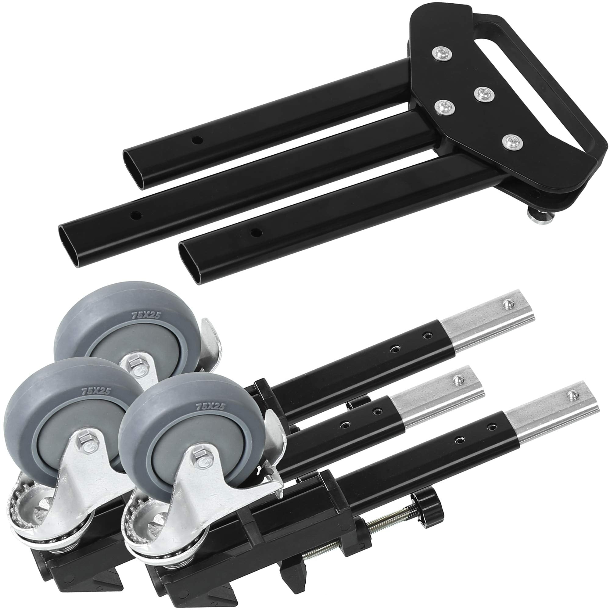 Ravelli Atd Heavy Duty Professional Photo Tripod Dolly With 3" Ball-Bearing Rubber Step-Lock Wheels Holds 45Lbs At 37" Spread With Two Section Solid Aluminum Bar Reinforced Non-Telescoping Leg Design