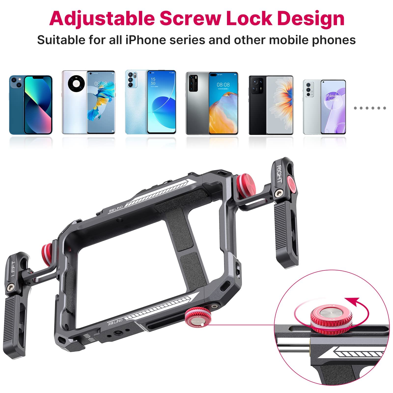 Ulanzi Smartphone Video Rig With Handle, Lino Filmmaking Case Aluminum Alloy Phone Video Stabilizer Grip Tripod Mount For Video Maker Videographer With Cold Shoe For Iphone 16 15 Mini Pro Max 8 Plus