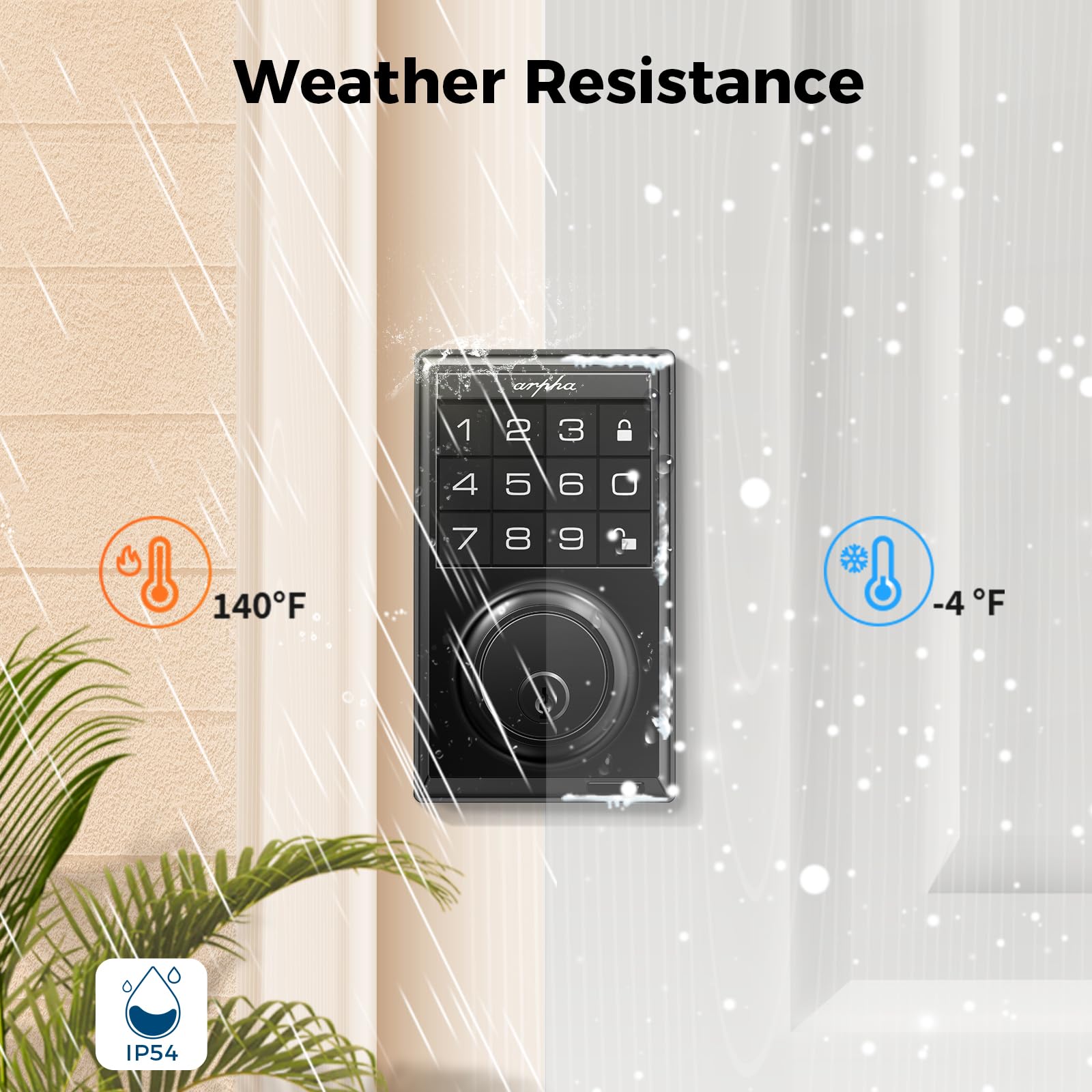 Arpha Keyless Entry Door Lock D100, Electronic Keypad Deadbolt, Smart Locks For Front Door With 100 User Codes, One-Touch Lock/Unlock, Auto-Lock, Anti-Peeking Password, 2 Keys, Easy Install, Zinc Alloy