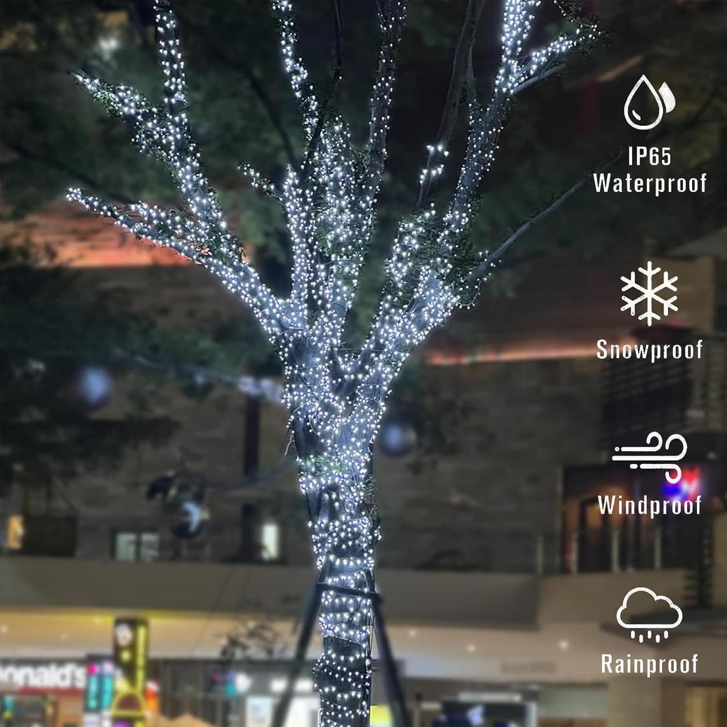 Merrimax M Solar String Lights Outdoor, 33Ft 100 Led Solar Fairy Lights 8 Modes Waterproof Xmas Lights For Garden, Patio, Home, Party, Wedding, Holiday, Tree, Outdoor Decor (White, 1 Pack)