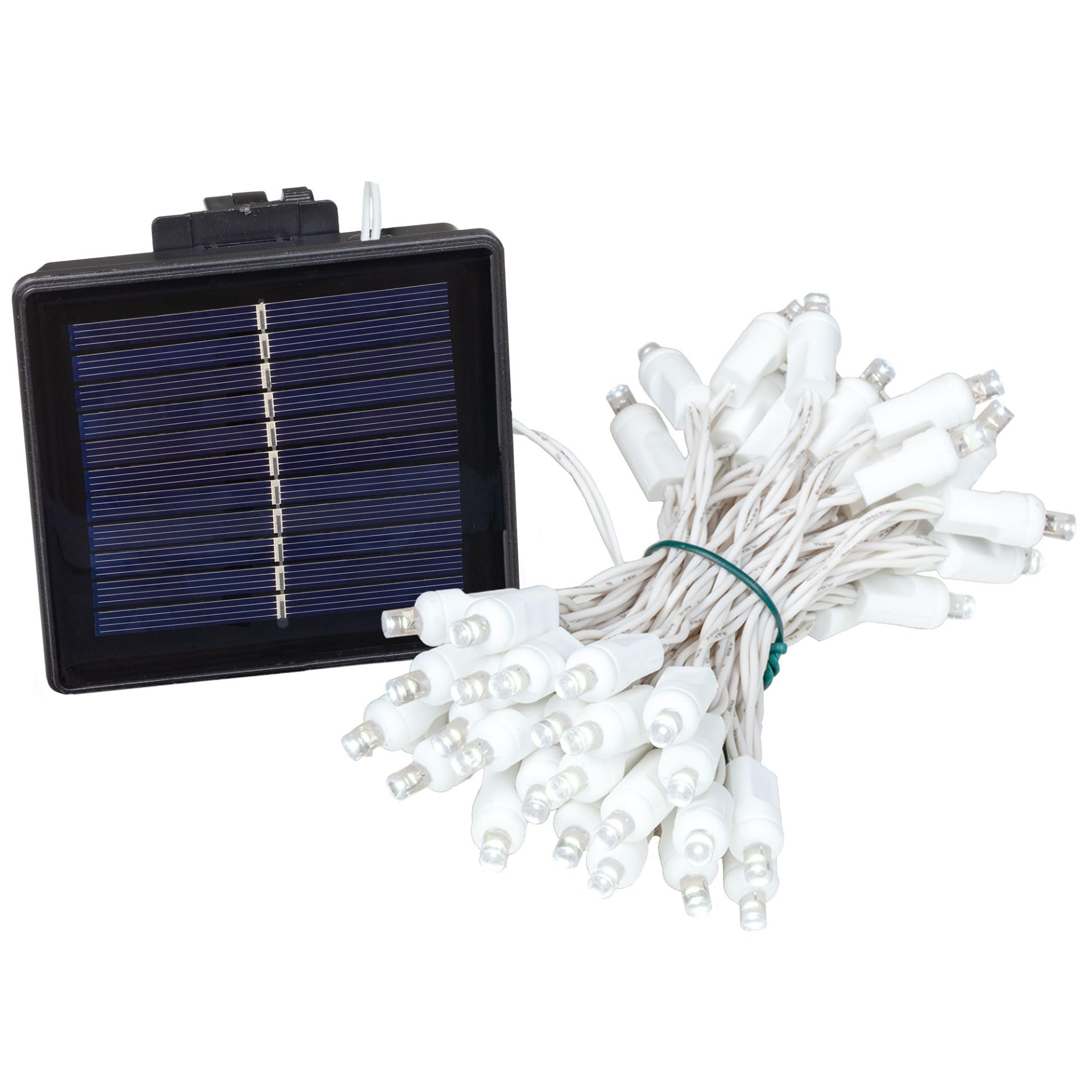 Novelty Lights 50 Light Solar Led Christmas Mini Light Set, Pure White, Outdoor String Lights, White Wire, 12.5 Feet
