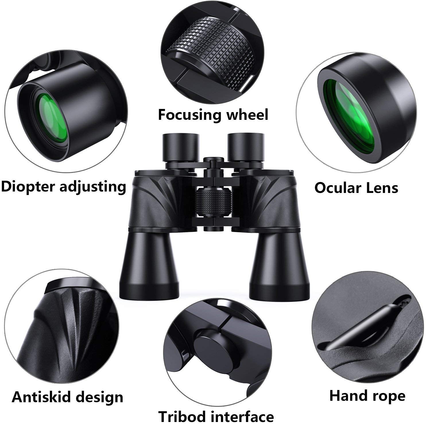Pankoomonocular 10X50 Powerful Binoculars For Adults With Low Light Night Vision, Large Eyepiece, 10 Seconds Quick Focus, Waterproof Wide Angle Compact-Binoculars-For-Adults-Bird-Watching, Hunting, Concerts