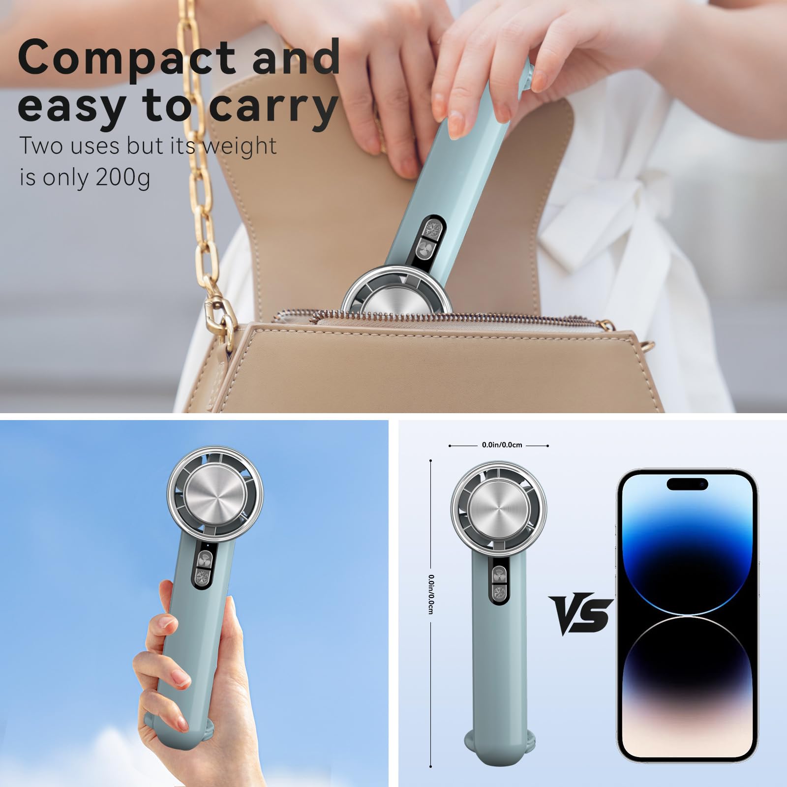 Handheld Cooling Fan, 5 Speeds Portable Air Conditioner Fans, Rechargeable Mini Fan With Usb