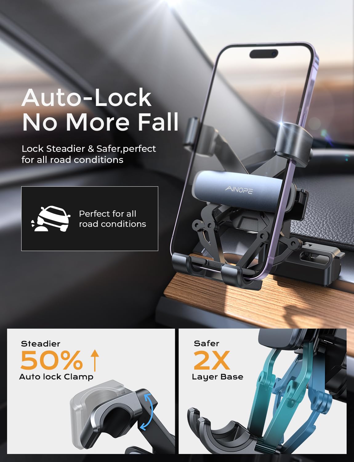 Ainope For Tesla Phone Mount Holder   Gravity For Tesla Model 3 Y Phone Mount Holder Car Accessories Fits For All Iphone & Android Phones