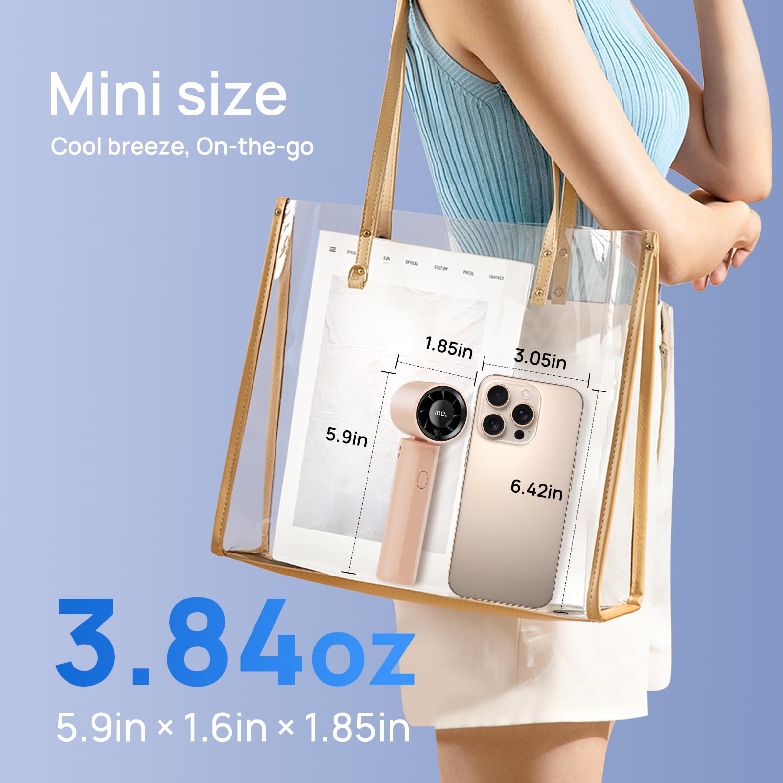 Portable Handheld Turbo Fan, Mini Personal Fan 18000Rpm Speed(1-100) Adjustable, 3-In-1 Rechargeable