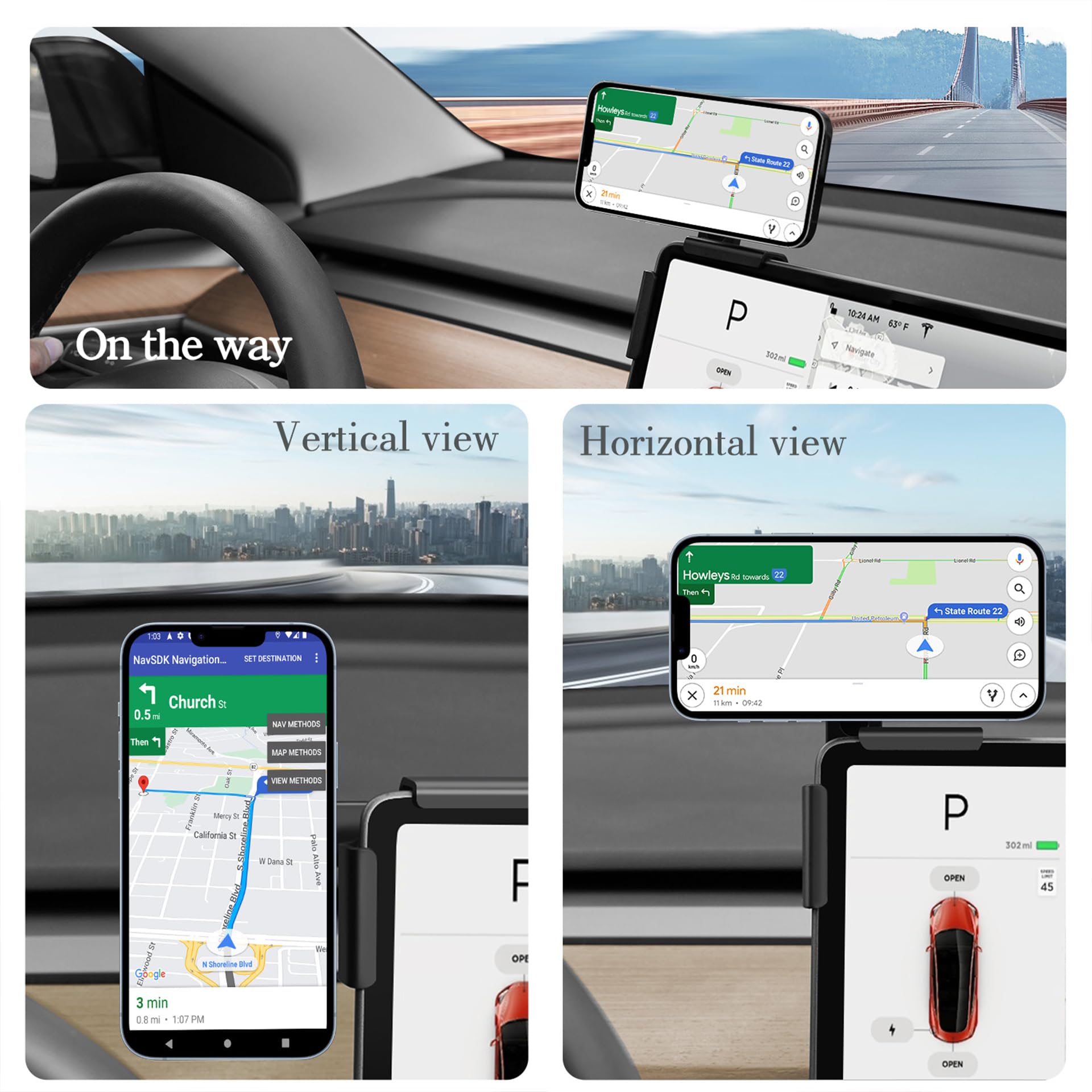 Ankeway For Tesla Model 3/Y/X/S/Cybertruck Phone Mount [No Glue Required], For Magsafe Phone Holder For Tesla Model Y 3 S X Cybertruck Accessories, Magnetic Phone Holder For Iphone 16 15 14 13 Series