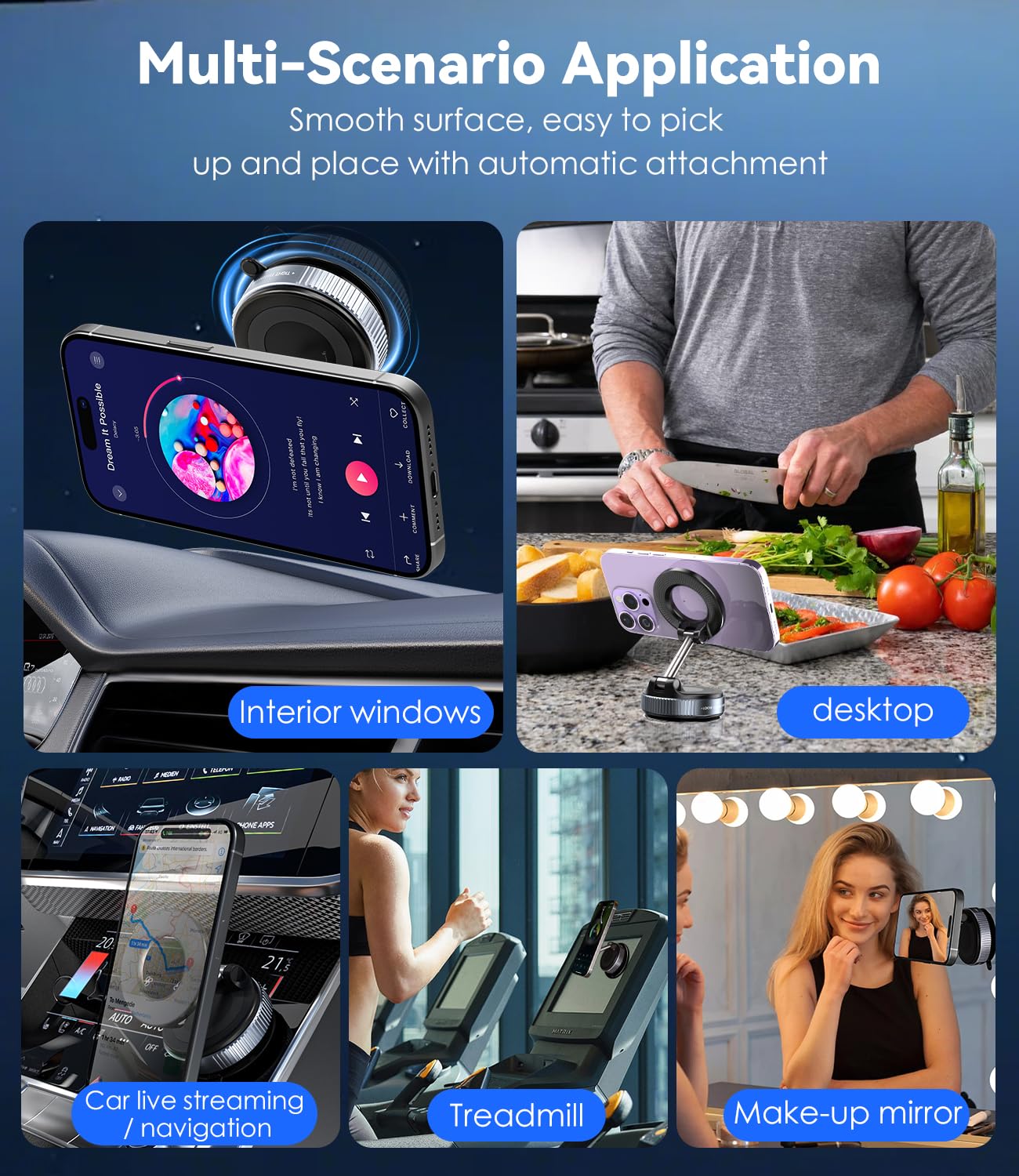 Cloudvalley Magnetic Car Phone Mount, [Compatible With Magsafe] 360° Adjustable Foldable Holder For Dashboard, 80Lbs Suction & 2800Gf Magnet, Car Accessories For Iphone 16 Pro Max 15 14, Black