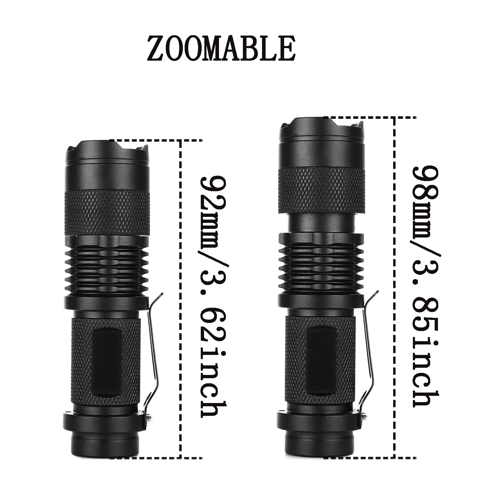 Xysrz Red Green Blue White Light Flashlight Single Mode Led Flashlight With Clip Zoomable Mini Flashlight For Hunting Camping Night Observation, 4 Pack
