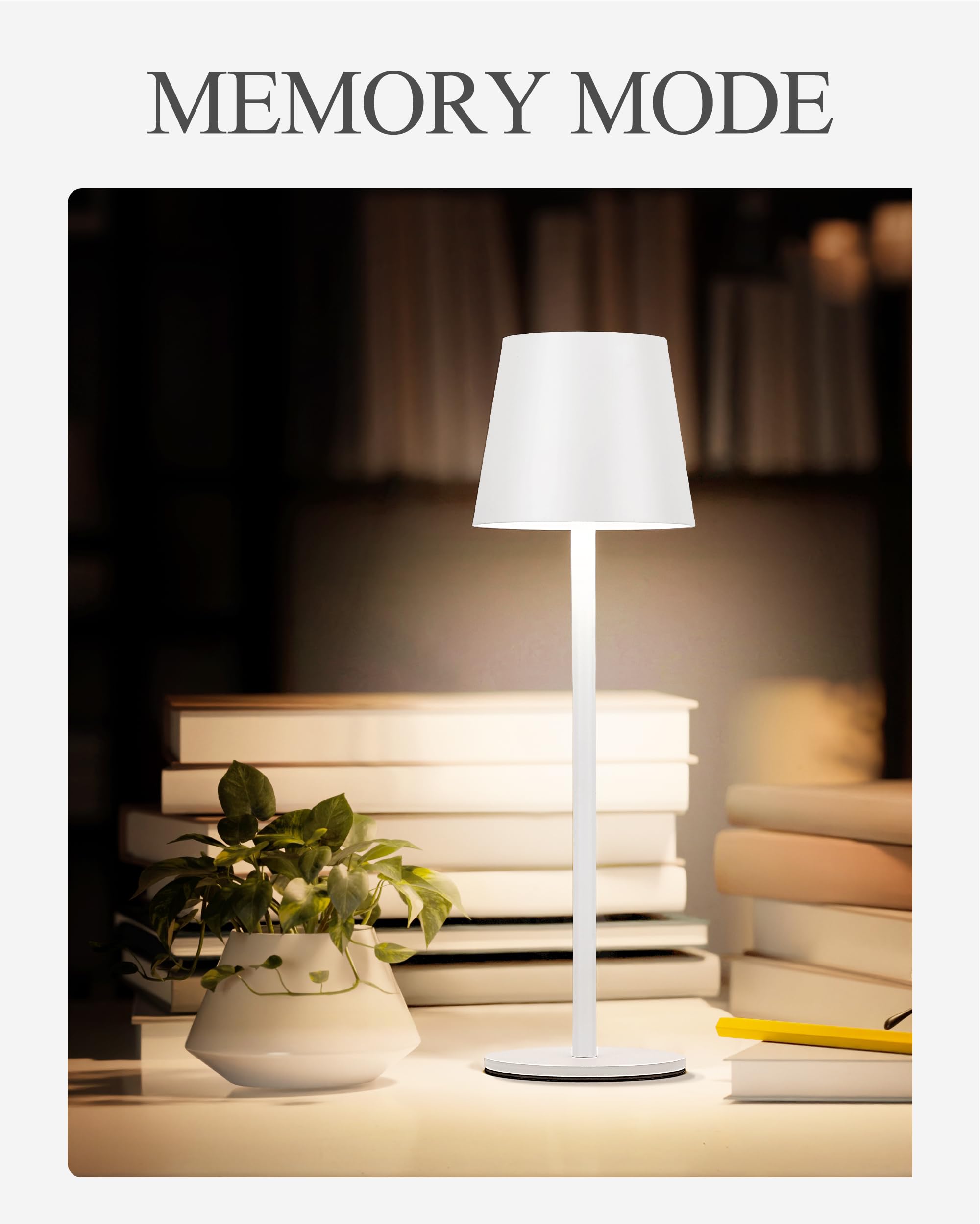 Faithorse 2Pack Cordless Table Lamp, 5200Mah Ip54 Waterproof Rechargeable Battery Desk Lamp, 3 Color Stepless Dimming Up, Battery Operated Lamp For Kitchen/Bedside/Outdoor/Restaurant (White)