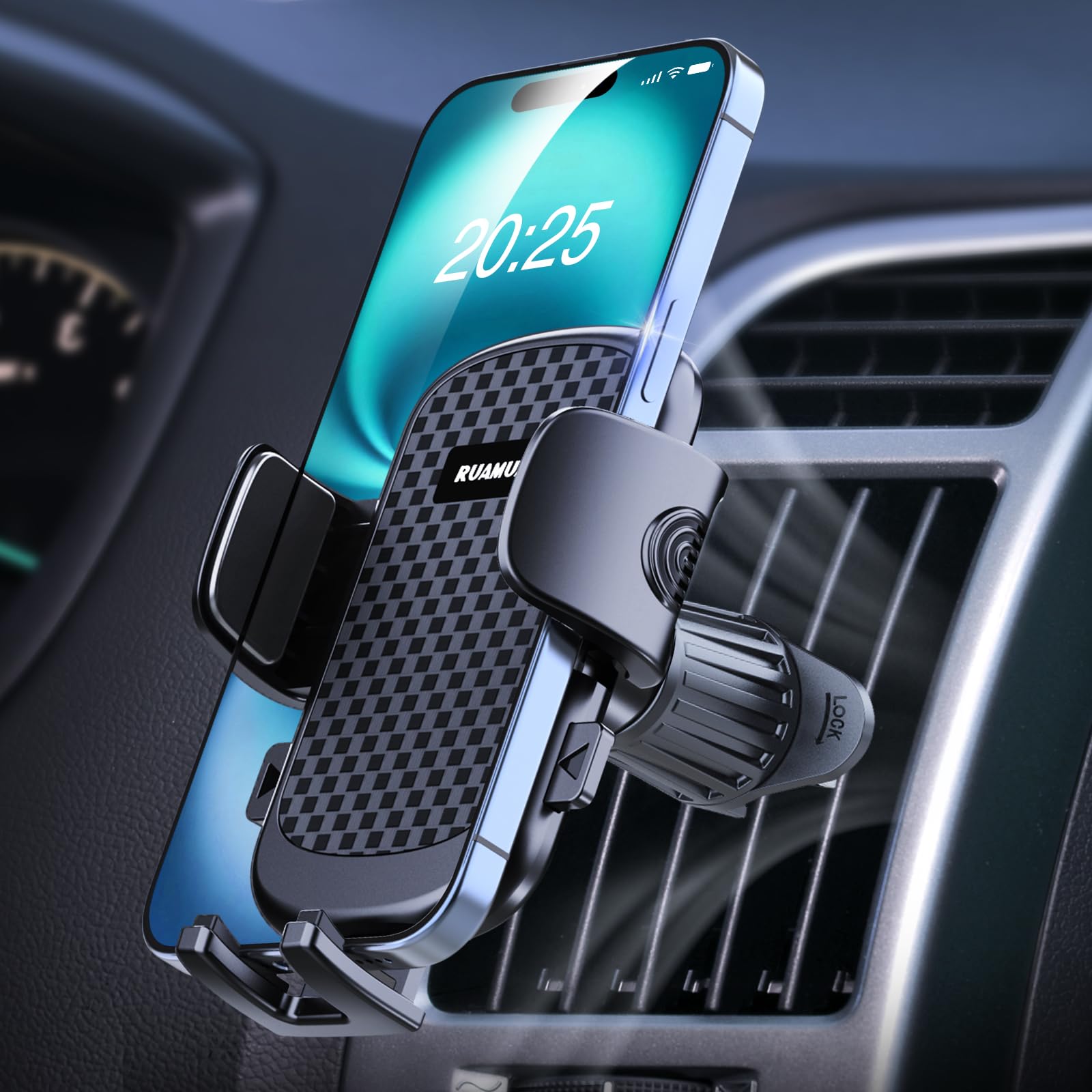 Ruamuafly [ ] Phone Holders For Your Car Vent Extended Metal Hook [Ultra-Stable] [Wider Clamp &Fit Thicker Case] Cellphone Car Mount For Iphone 16 Pro Max 15 Plus 14 13 12 Android Samsung S24 Ultra Pixel