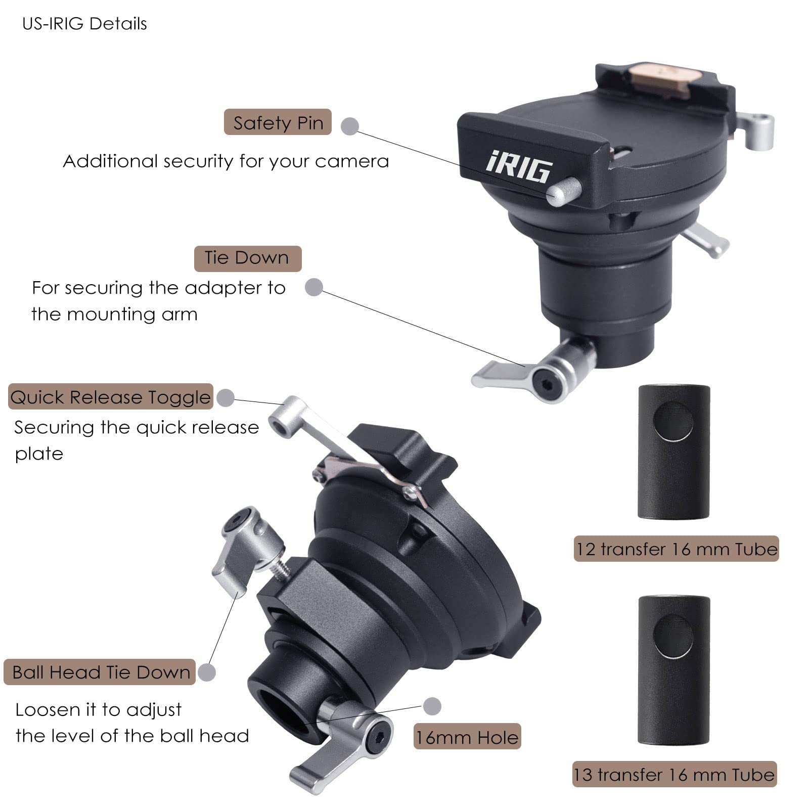 Difesuro Df Digitalfoto Irig Thanos Stabilizing Arm Adapter,Steadycam Gimbal Vest Rotatable Ball Head With Quick Release Plate Compatible With Dji Ronin 4D/Rs2/Rsc2,Crane 3S Etc Connect 12/13/16Mm Tube Vest