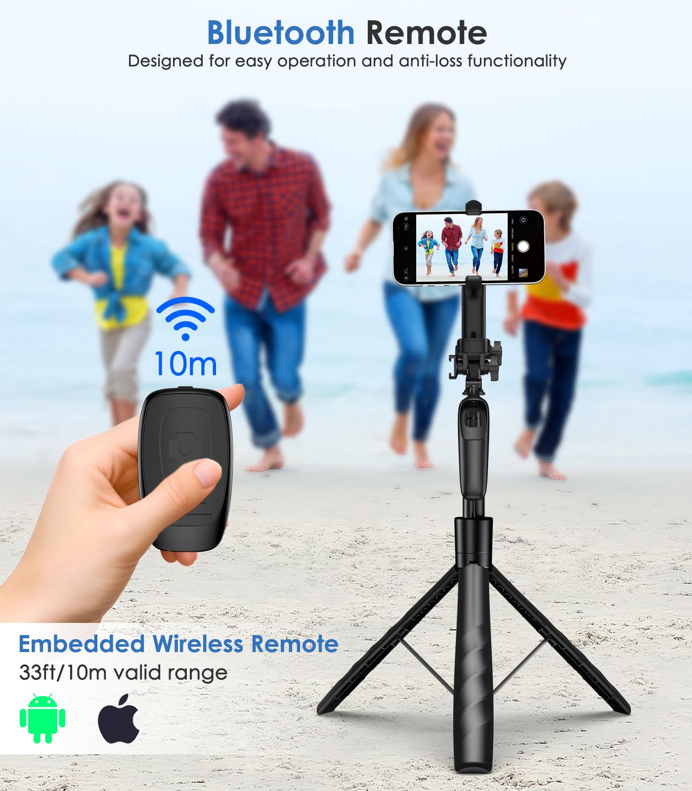 Moko 68" Magnetic Selfie Stick Compatible With Magsafe, Phone Tripod Stand With Remote For Iphone 16/Pro/Pro Max/Plus 15 14 13 12 And All Phones With Metal Ring, Fit For Selfie/Photo/Live/Vlog, Black